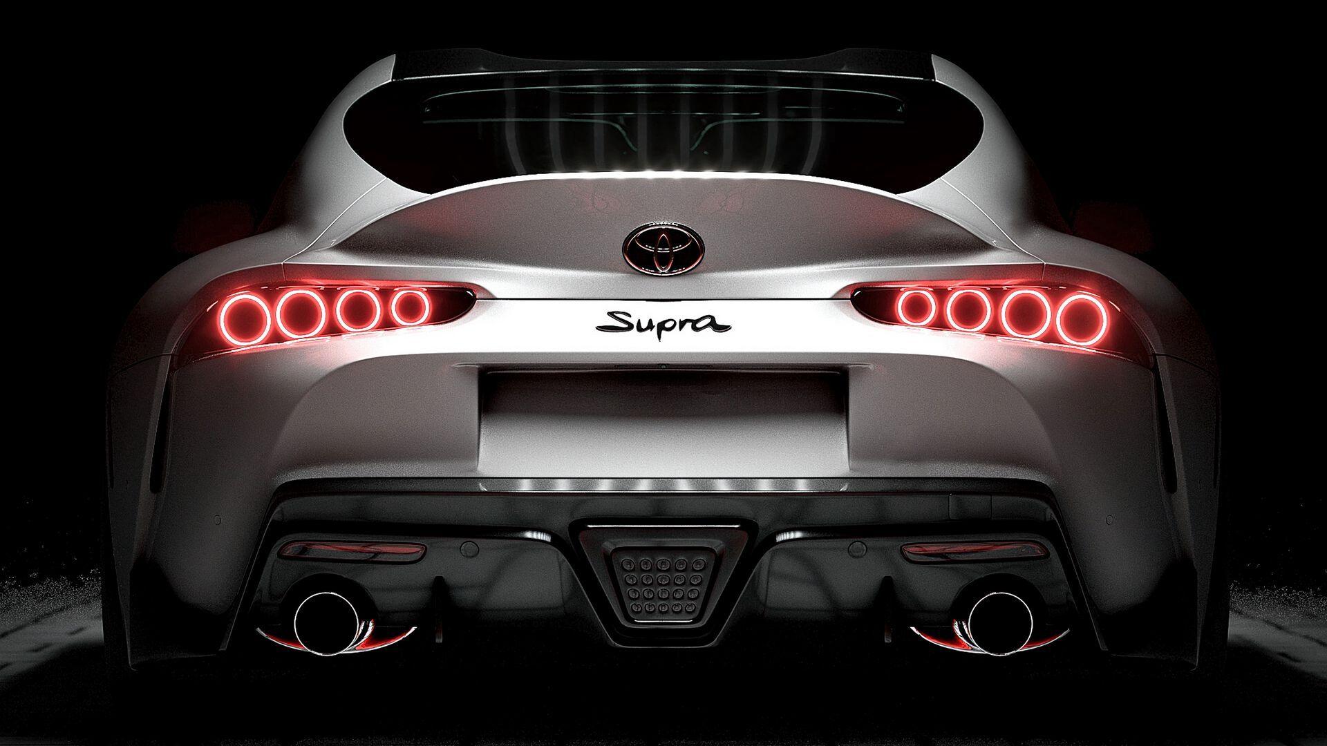 1920x1080 Wallpaper backlight toyota supra toyota white sportscar rear view. Toyota supra, Supra, Toyota
