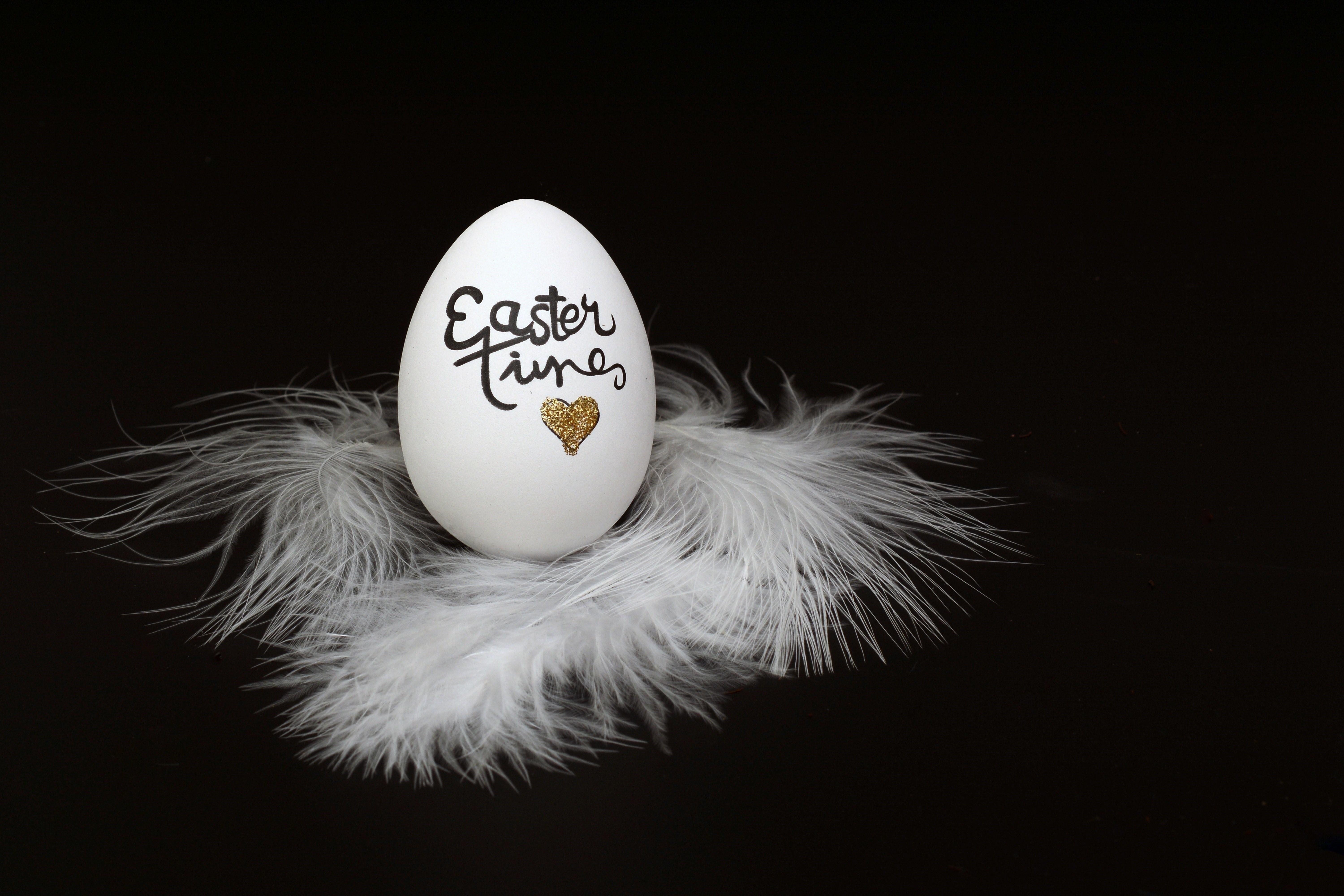 6000x4000 4K, 5K, 6K, Feathers, Easter, Black background, Eggs, Word, English Gallery HD Wallpaper