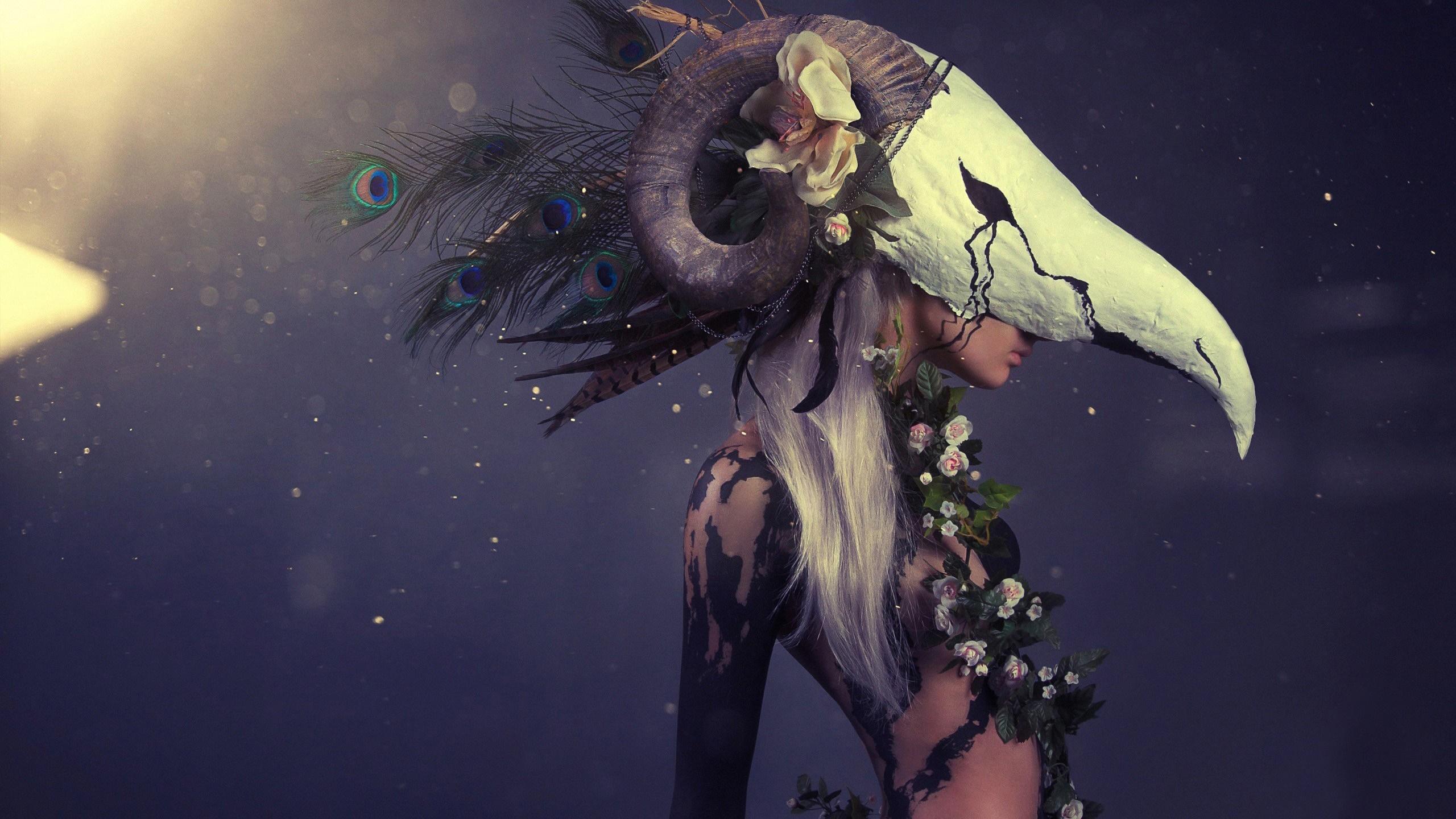 2560x1440 landscape, women, anime, nature, mythology, darkness, screenshot, computer wallpaper, atmosphere of earth, fictional character, special effects Gallery HD Wallpaper