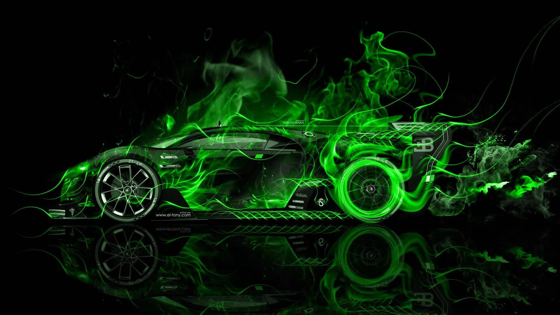 1920x1080 Download Car With Green Fire Wallpaper