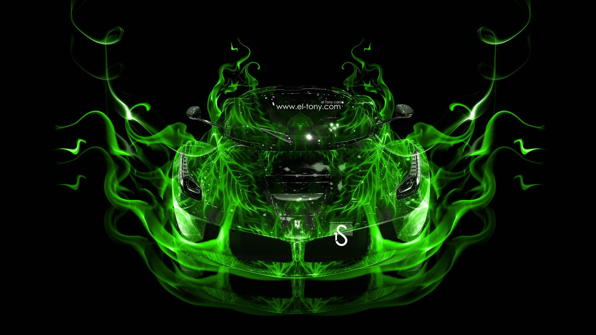 1920x1080 Download Scorching Hot Green Fire Car Wallpaper