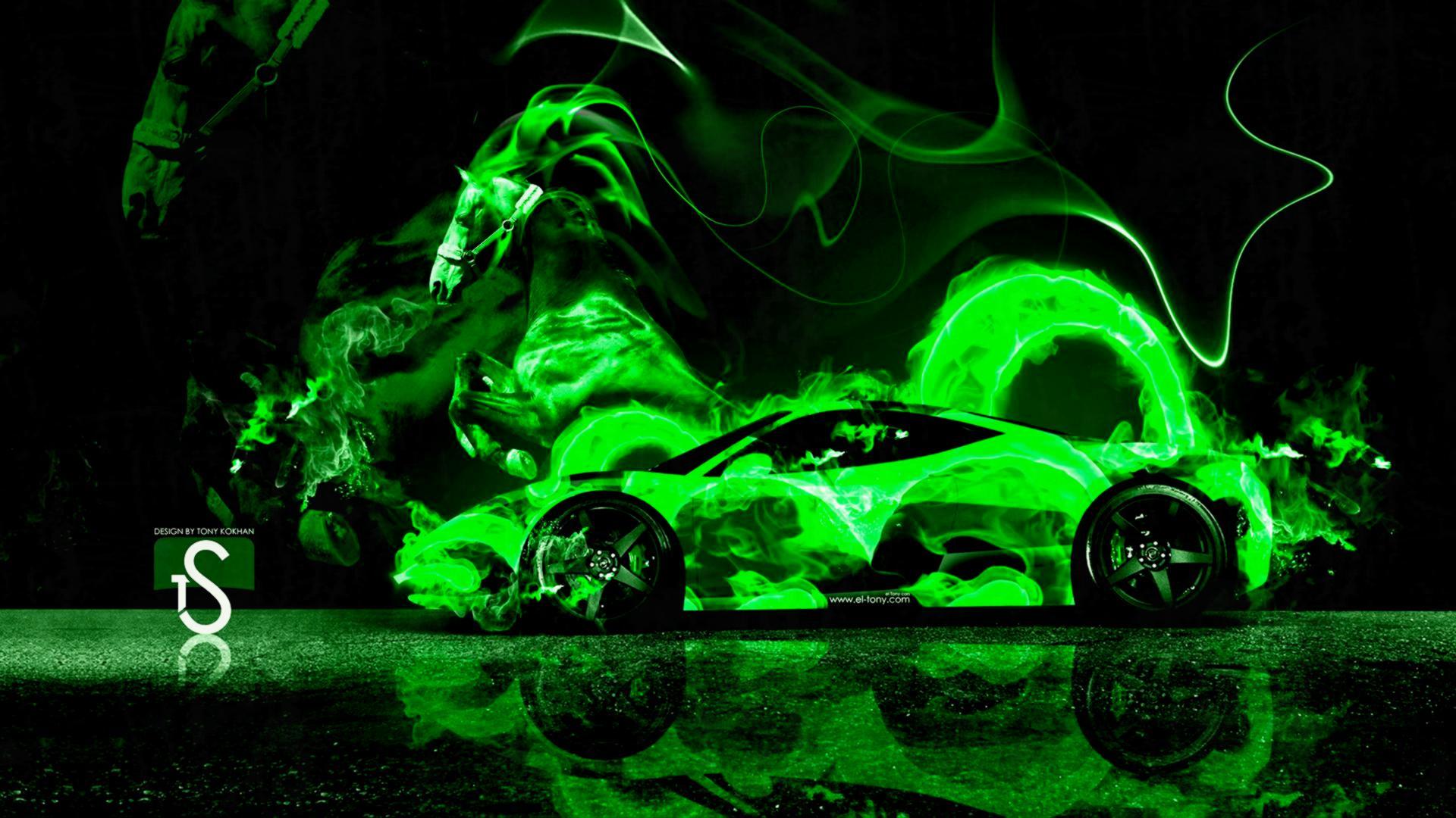 1920x1080 Cars Green Fire Wallpaper