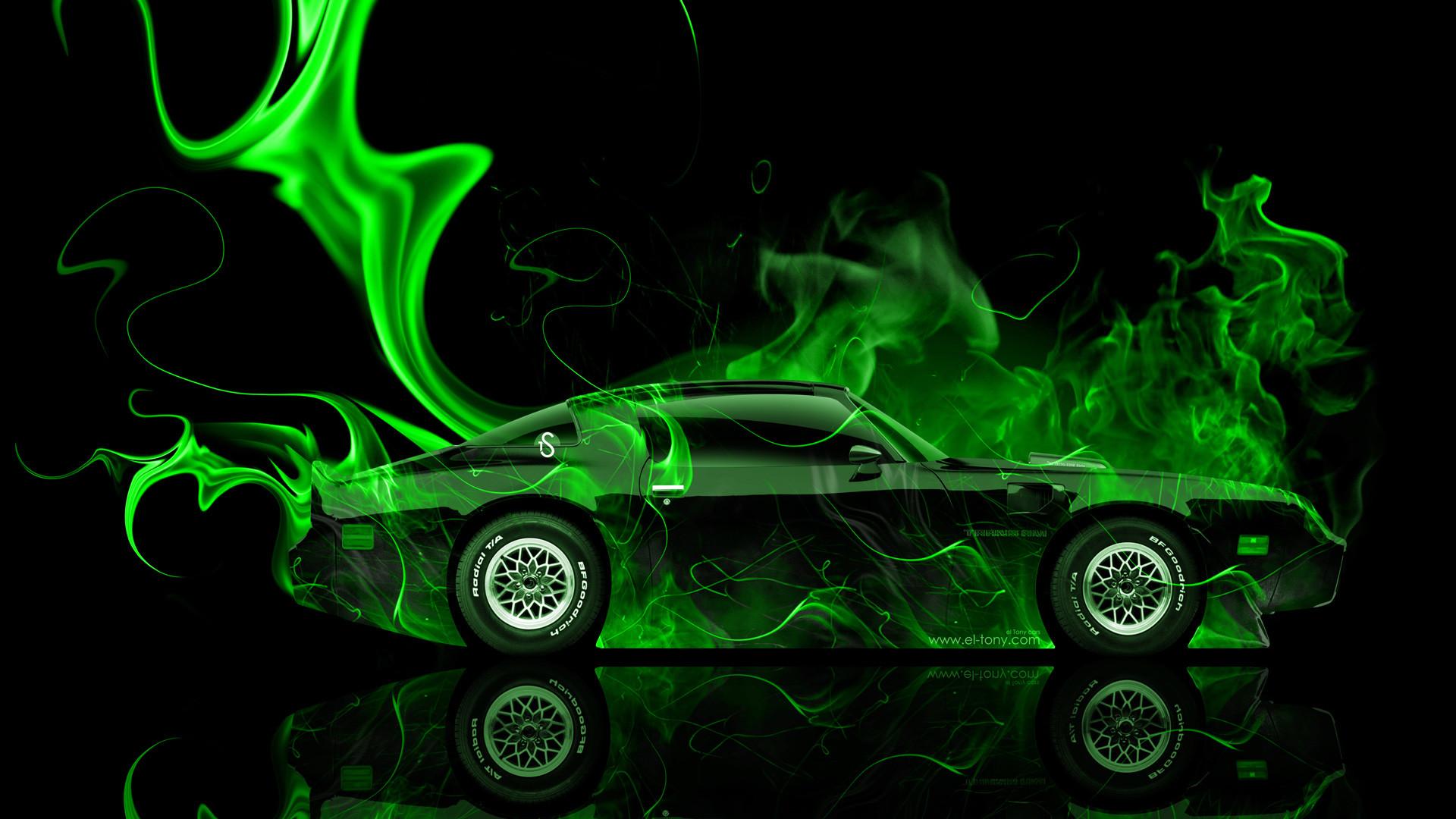 1920x1080 Pontiac Firebird Side Green Fire Abstract Car 2014