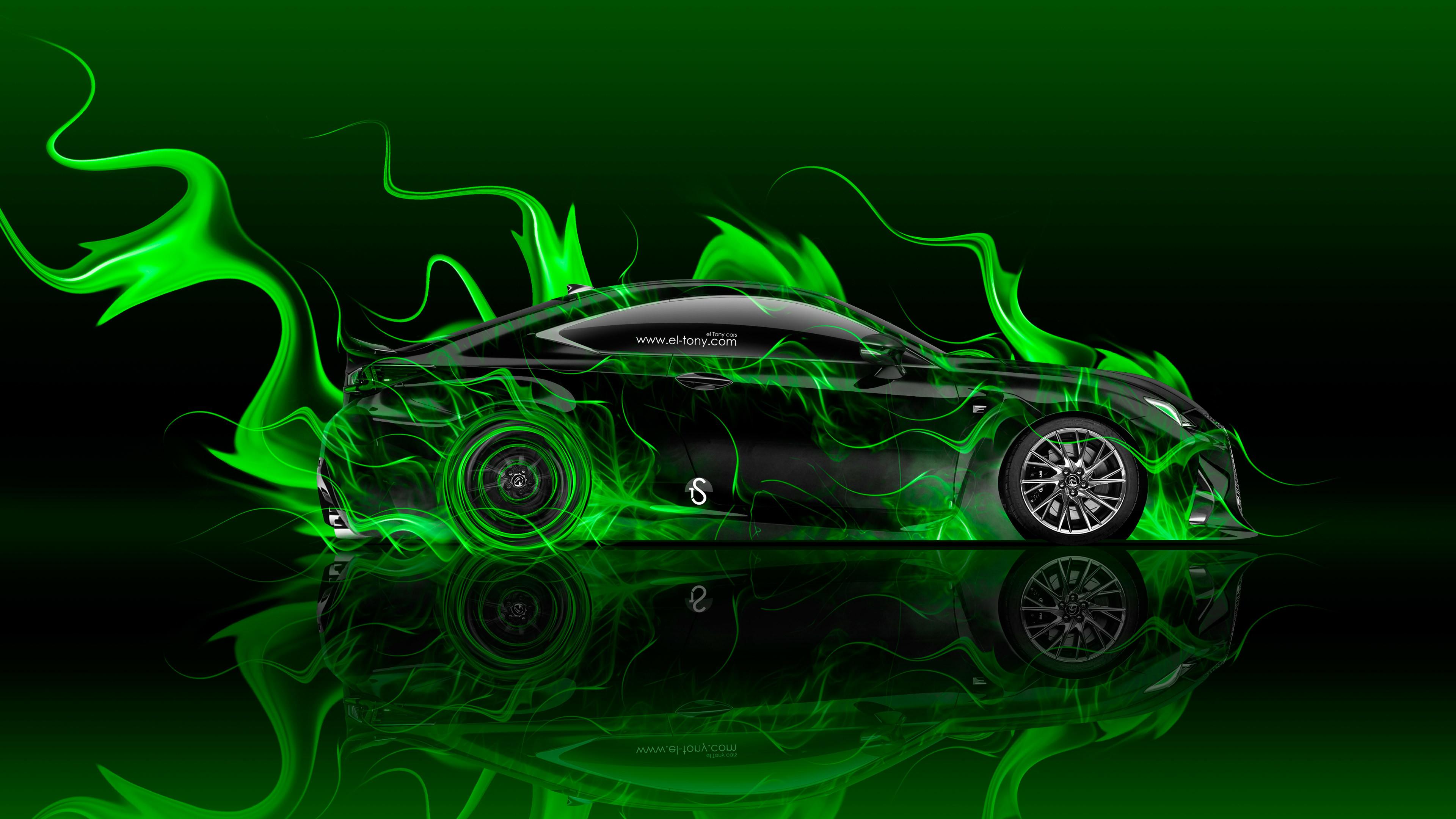 3840x2160 Lexus RC F Side Super Fire Flame Abstract