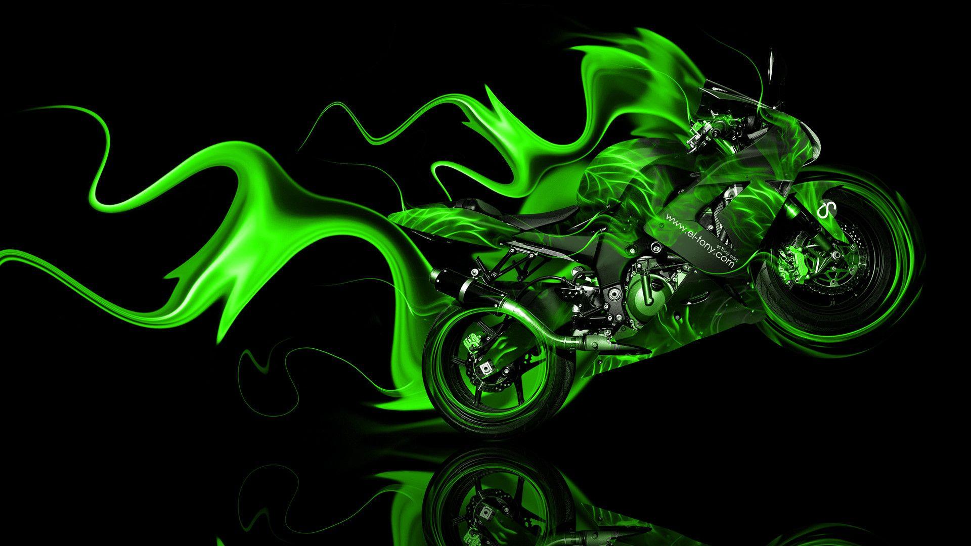 1920x1080 Cars Green Fire Wallpaper