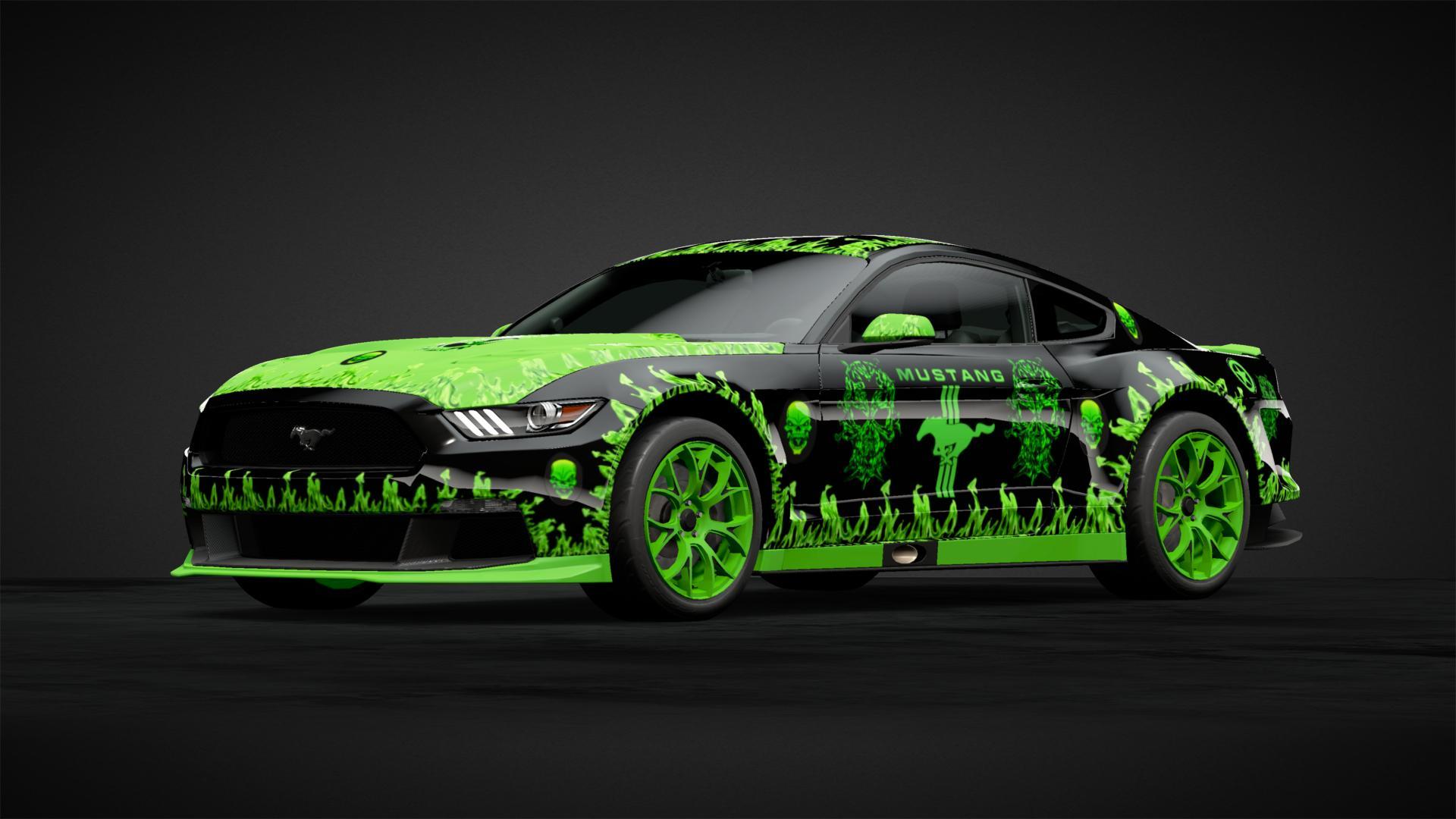 1920x1080 Ford Mustang Green Skulls & Fire Livery by scottjr123. Community. Gran Turismo Sport