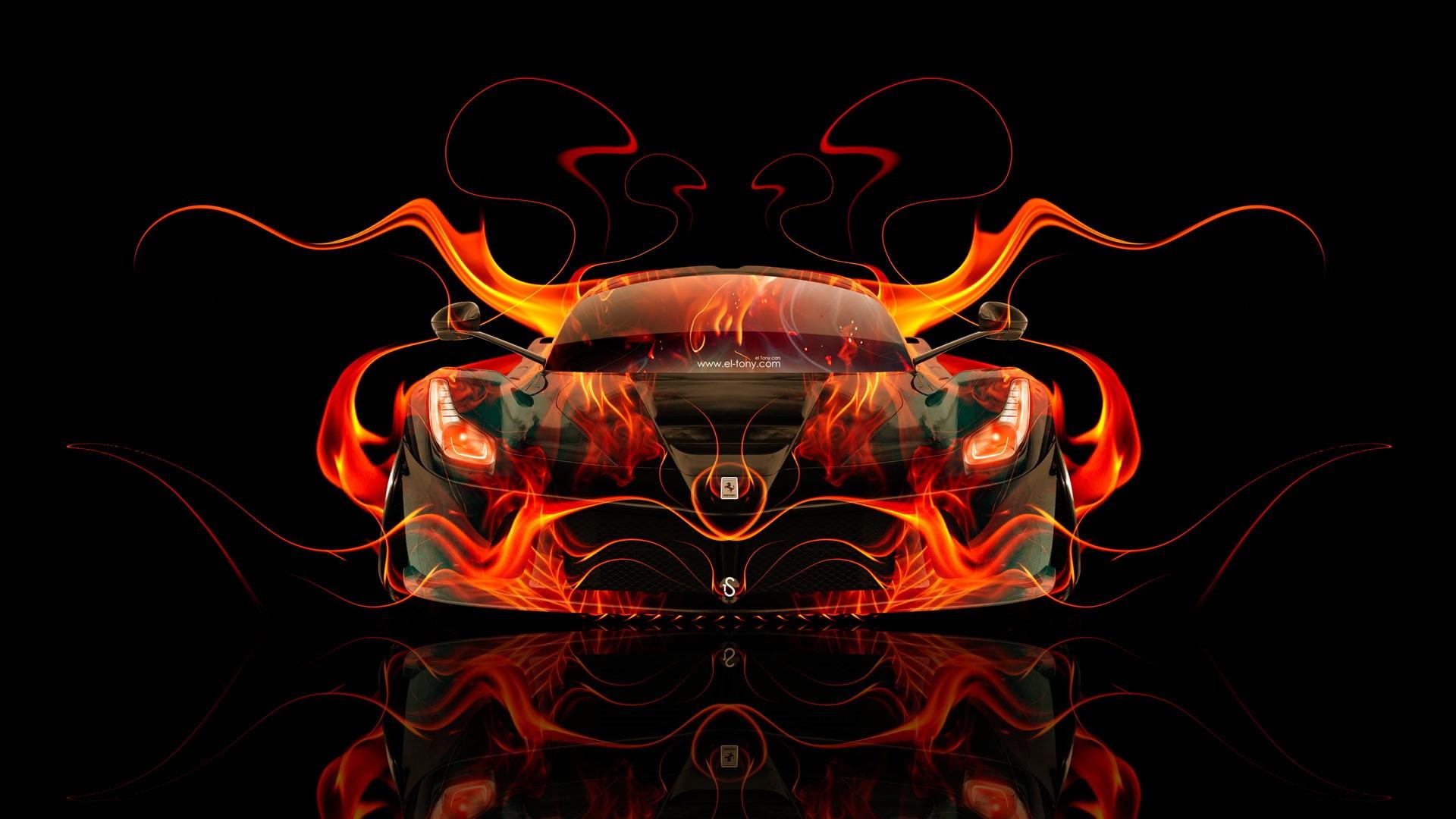 1920x1080 Wallpaper / illustration, Laferrari, black Color, fire Phenomenon, art and craft, backdrop, heat, red, curve, creativity, motion, Art, HD Wallpaper free download