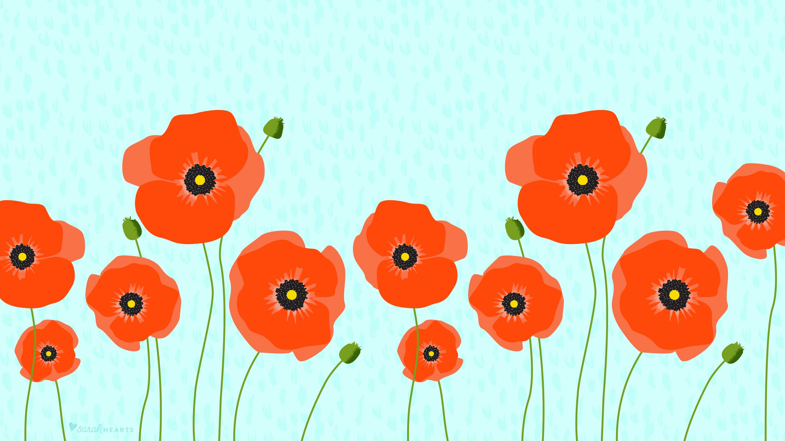 2560x1440 April 2016 Poppy Calendar Wallpaper