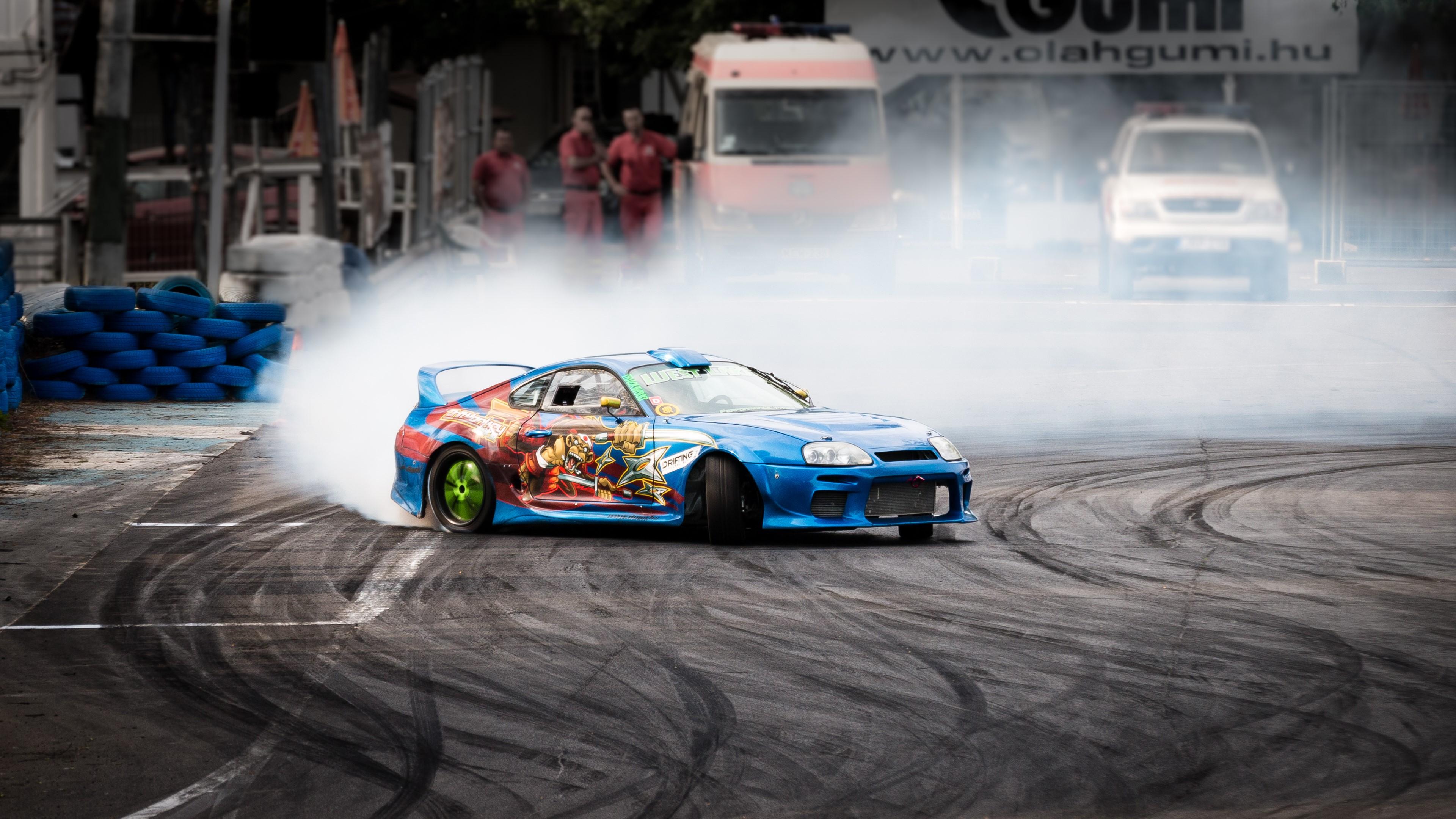 3840x2160 4K, Toyota Supra MK Toyota, car, drift, smoke, drift cars, Toyota Supra, Drifting, race tracks Gallery HD Wallpaper