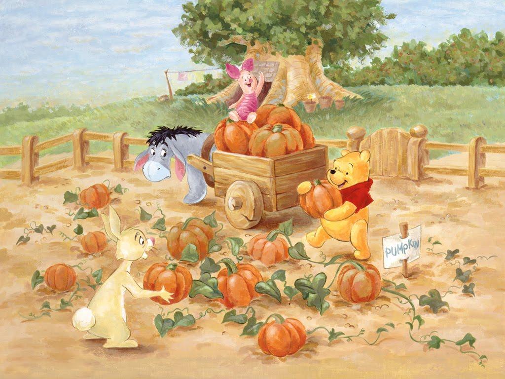 1024x768 Winnie the Pooh Fall Wallpaper