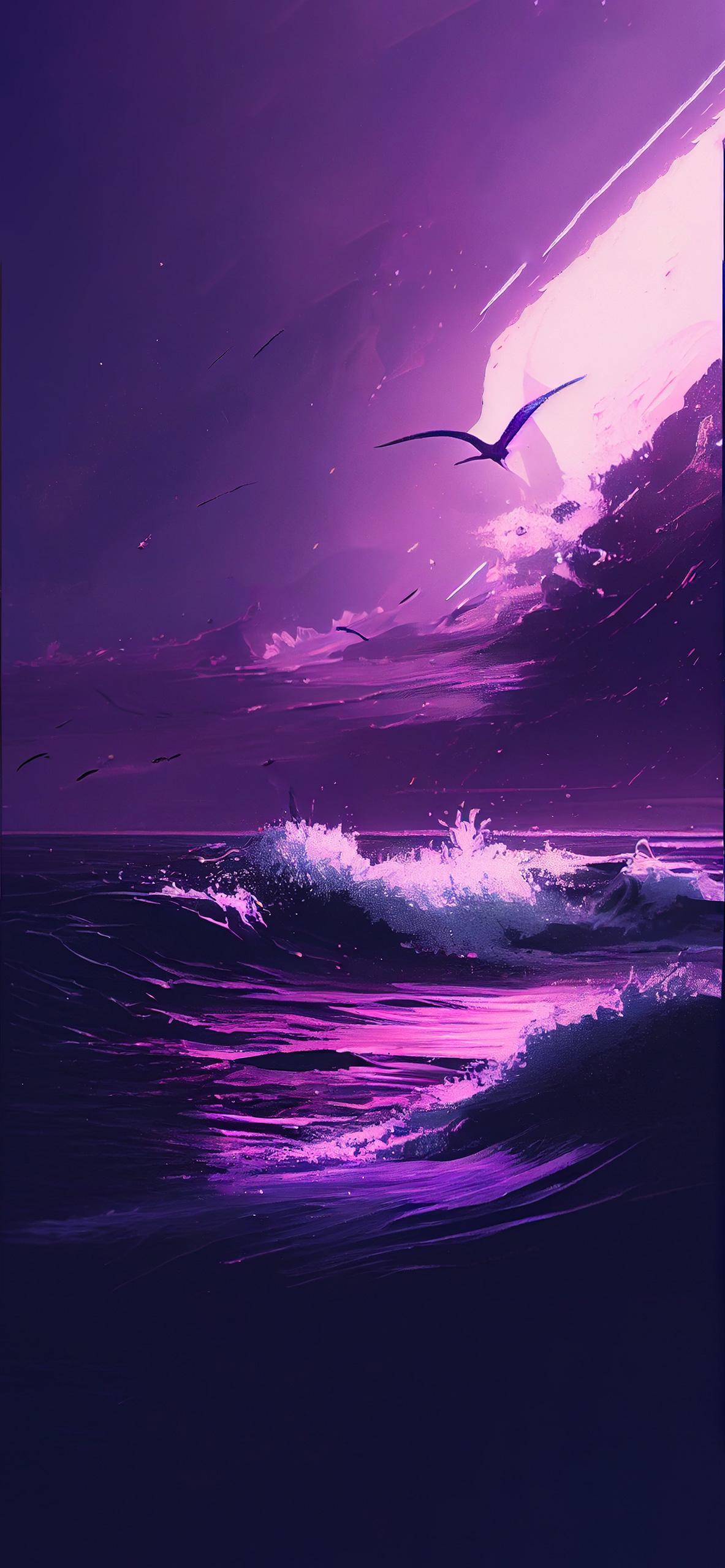 1183x2560 Sea Purple Art Wallpaper Aesthetic Wallpaper iPhone
