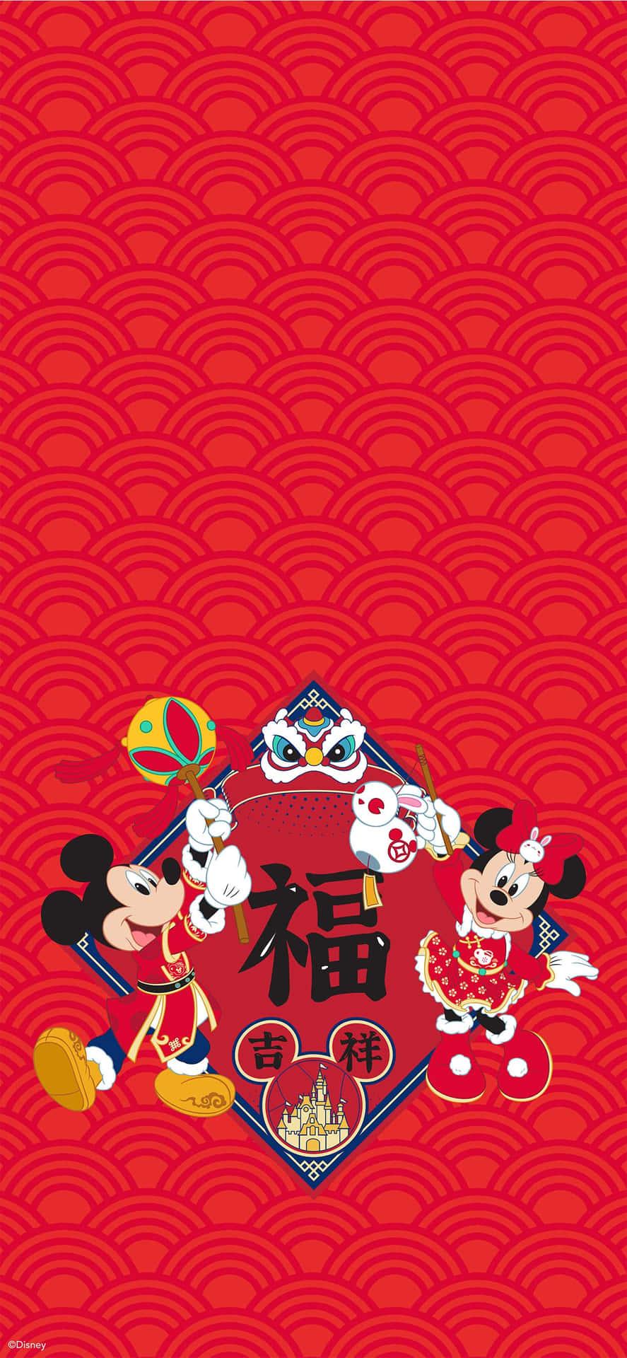 887x1920 Download A Poster With Mickey Mouse And Minnie Mouse Wallpaper
