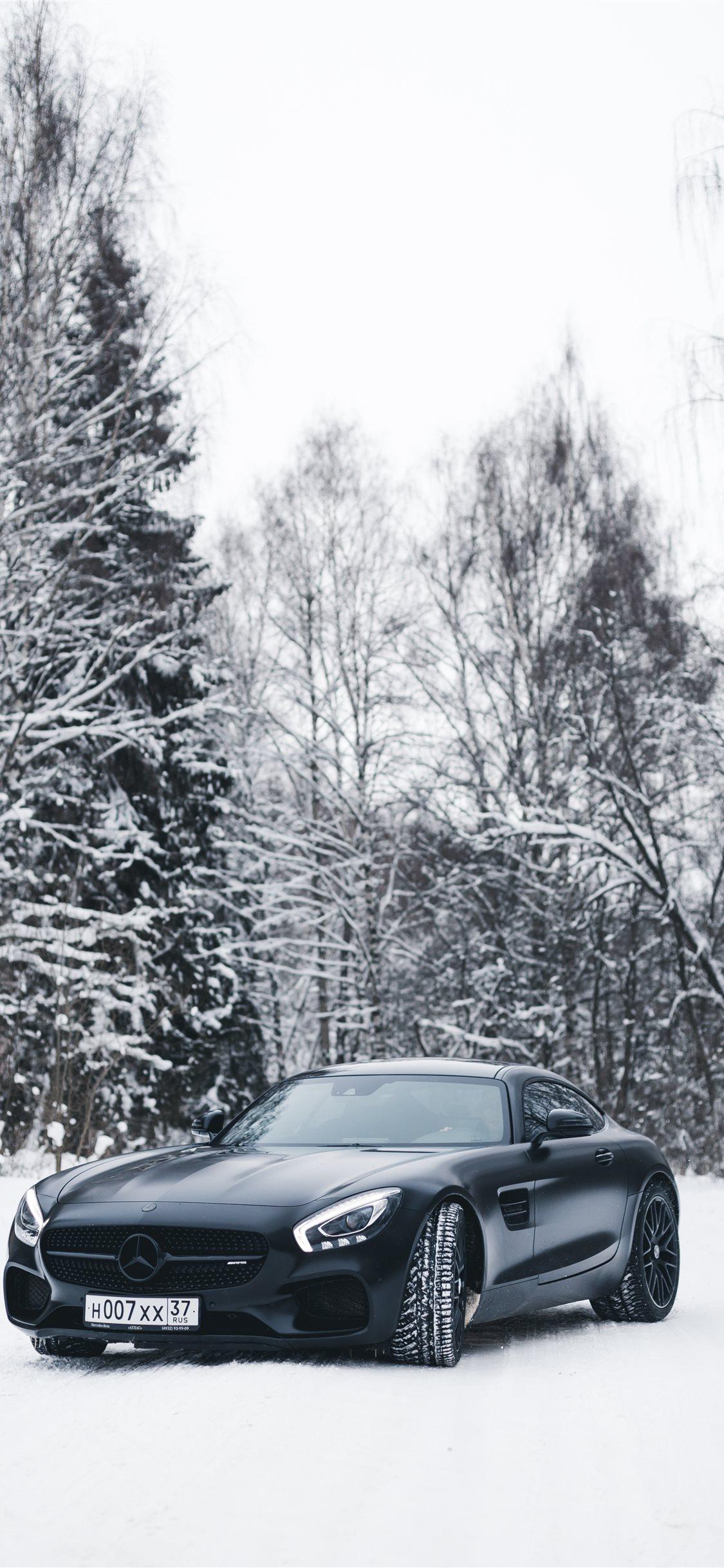 1125x2436 black Ford Mustang GT coupe iPhone Wallpaper Free Download