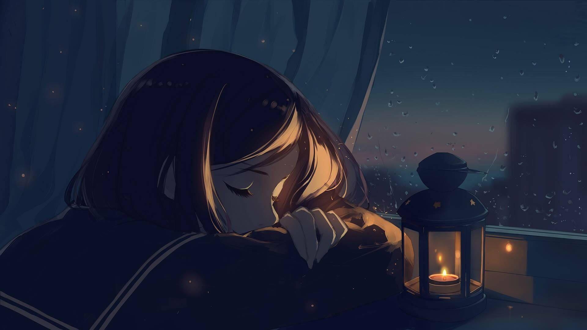 1920x1080 Download Girl Sleeping Dark Anime Aesthetic Desktop Wallpaper