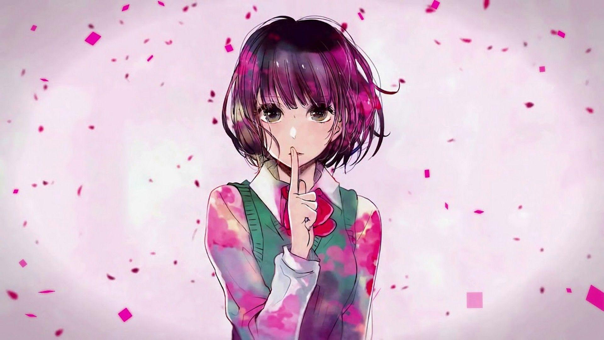 1920x1080 Anime Girl Purple Aesthetic Wallpaper