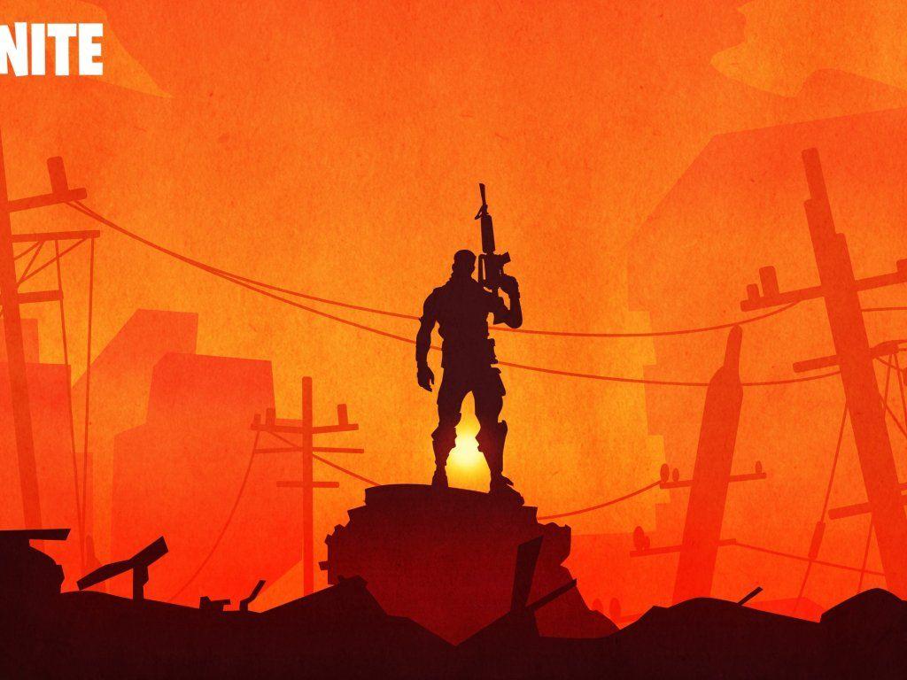 1024x768 Desktop wallpaper fortnite, silhouette, video game, soldier, HD