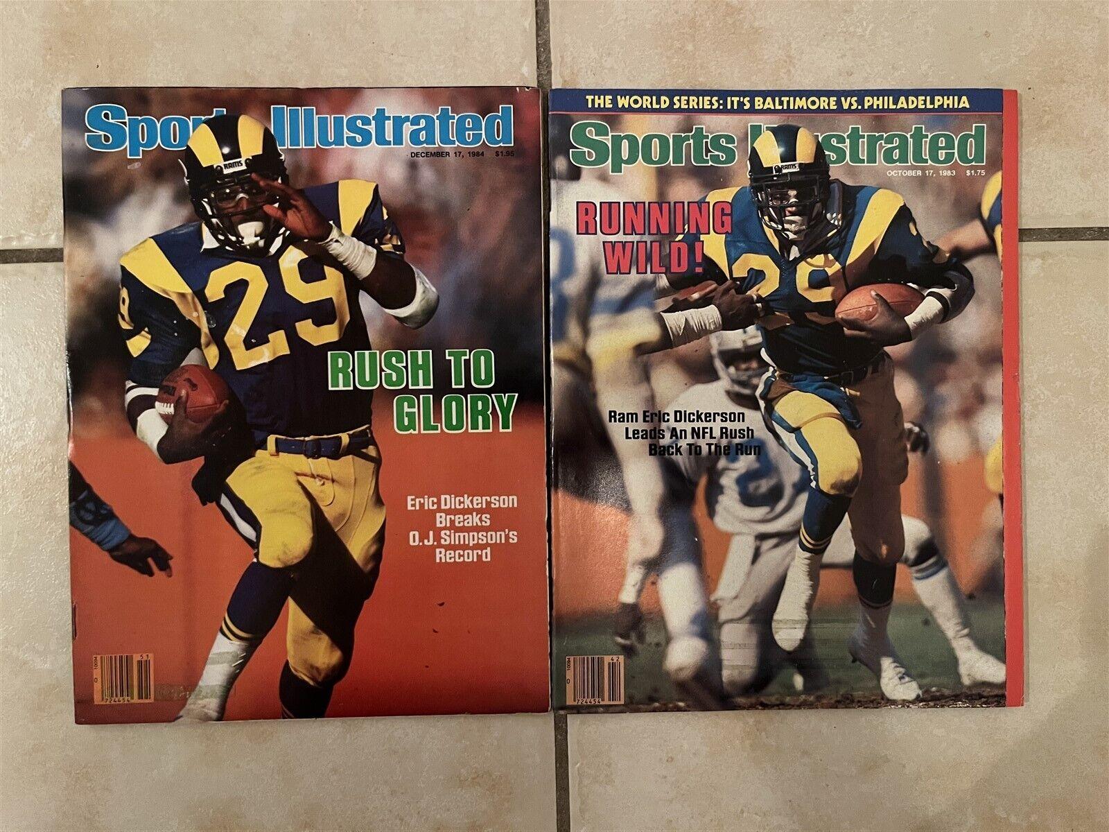 1600x1200 Sports Illustrated LOS ANGELES RAMS Eric DICKERSON Lot Set 2 No Label Breaks OJ