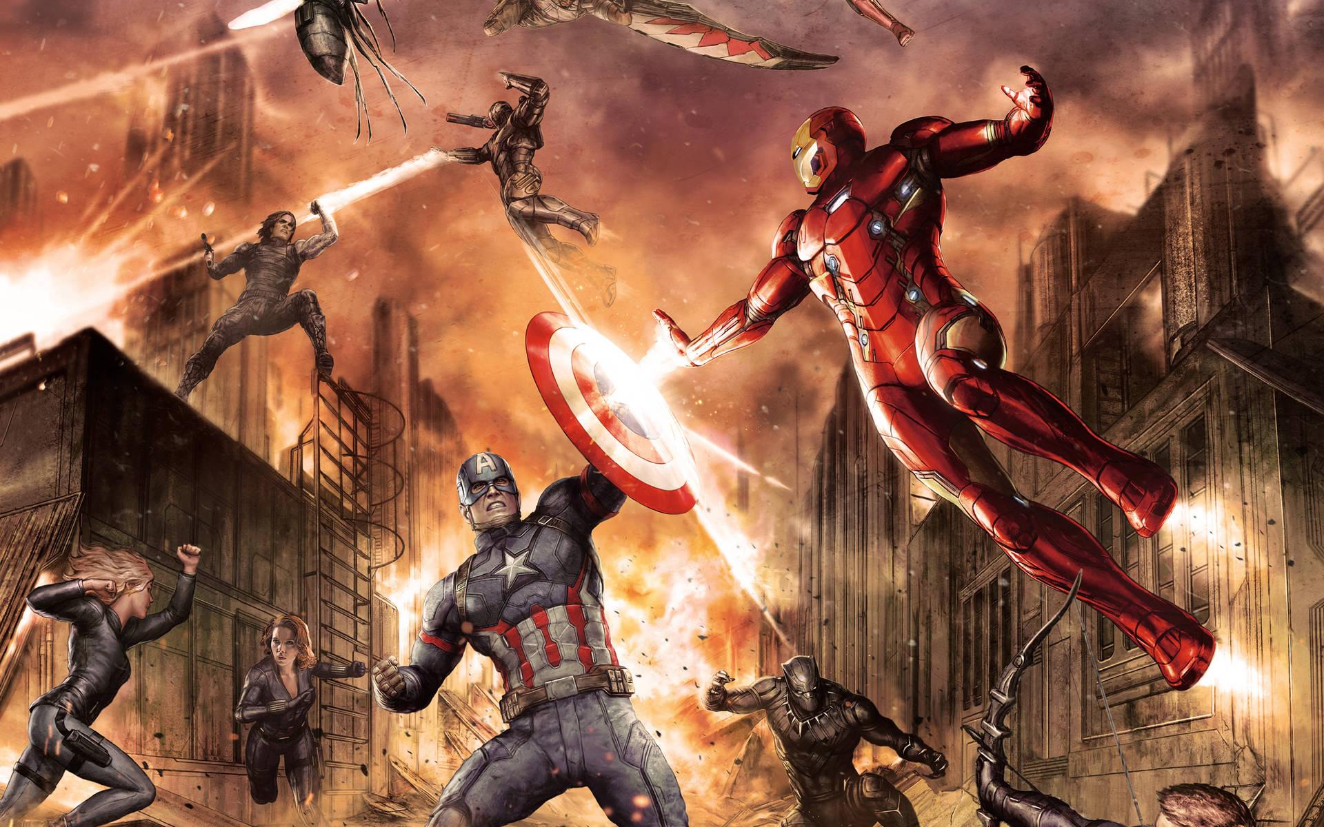 1920x1200 Download Avengers Fighting Art Captain America Civil War Wallpaper