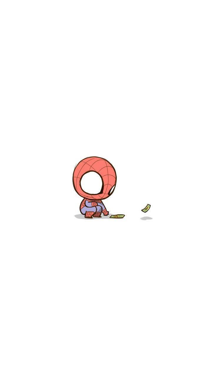 700x1245 Download A Cartoon Spider Man Is Holding A Leaf Wallpaper