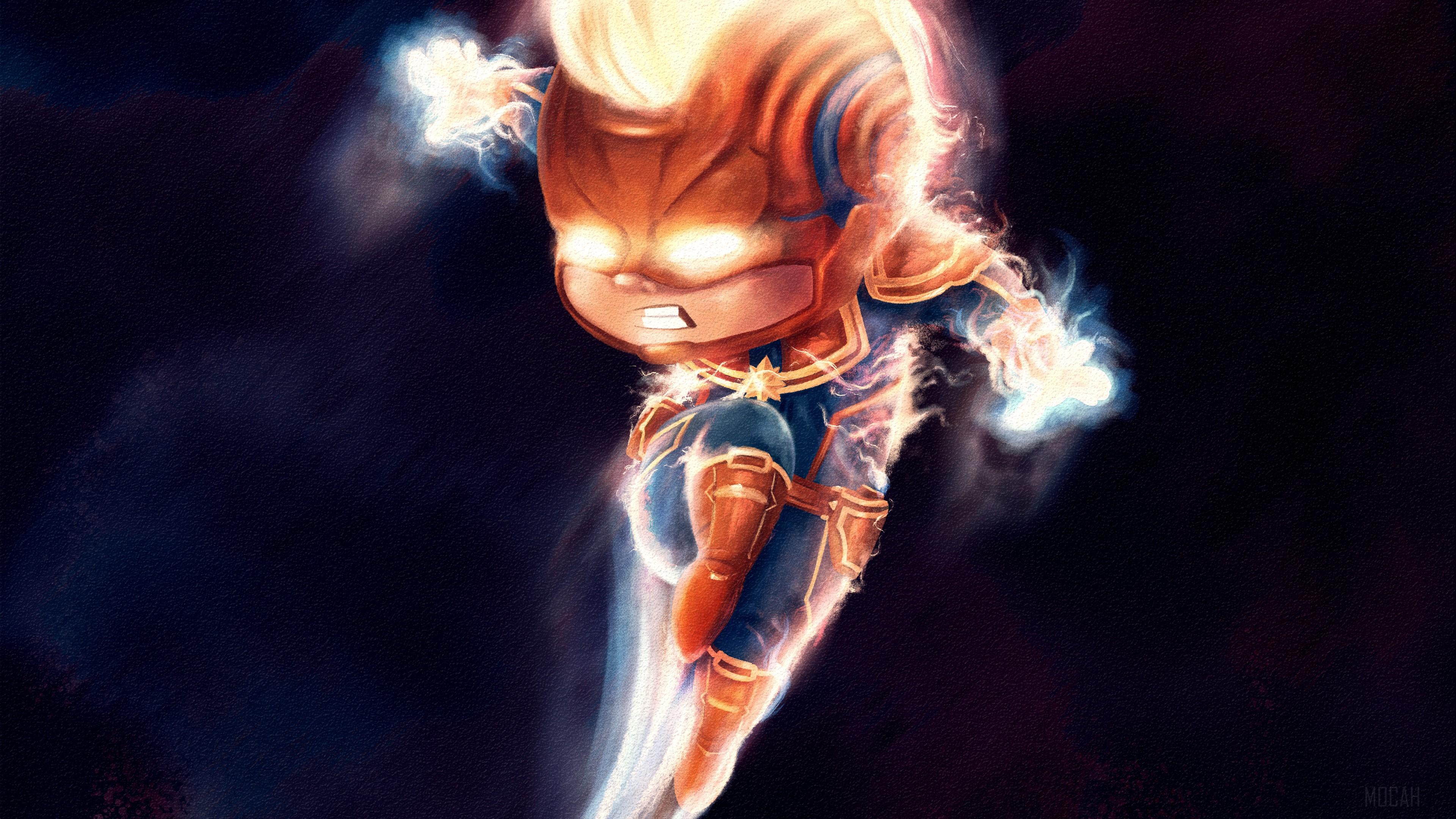 3840x2160 Chibi Captain Marvel 4k Artwork 4k Gallery HD Wallpaper