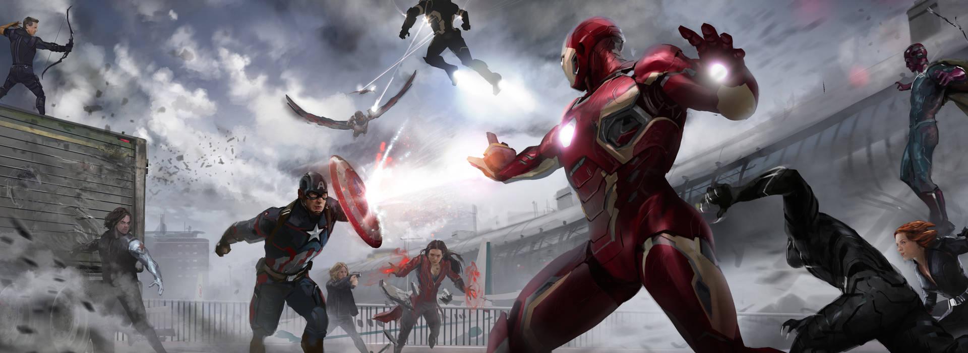 1920x701 Download Captain America Civil War Gray War Background Wallpaper