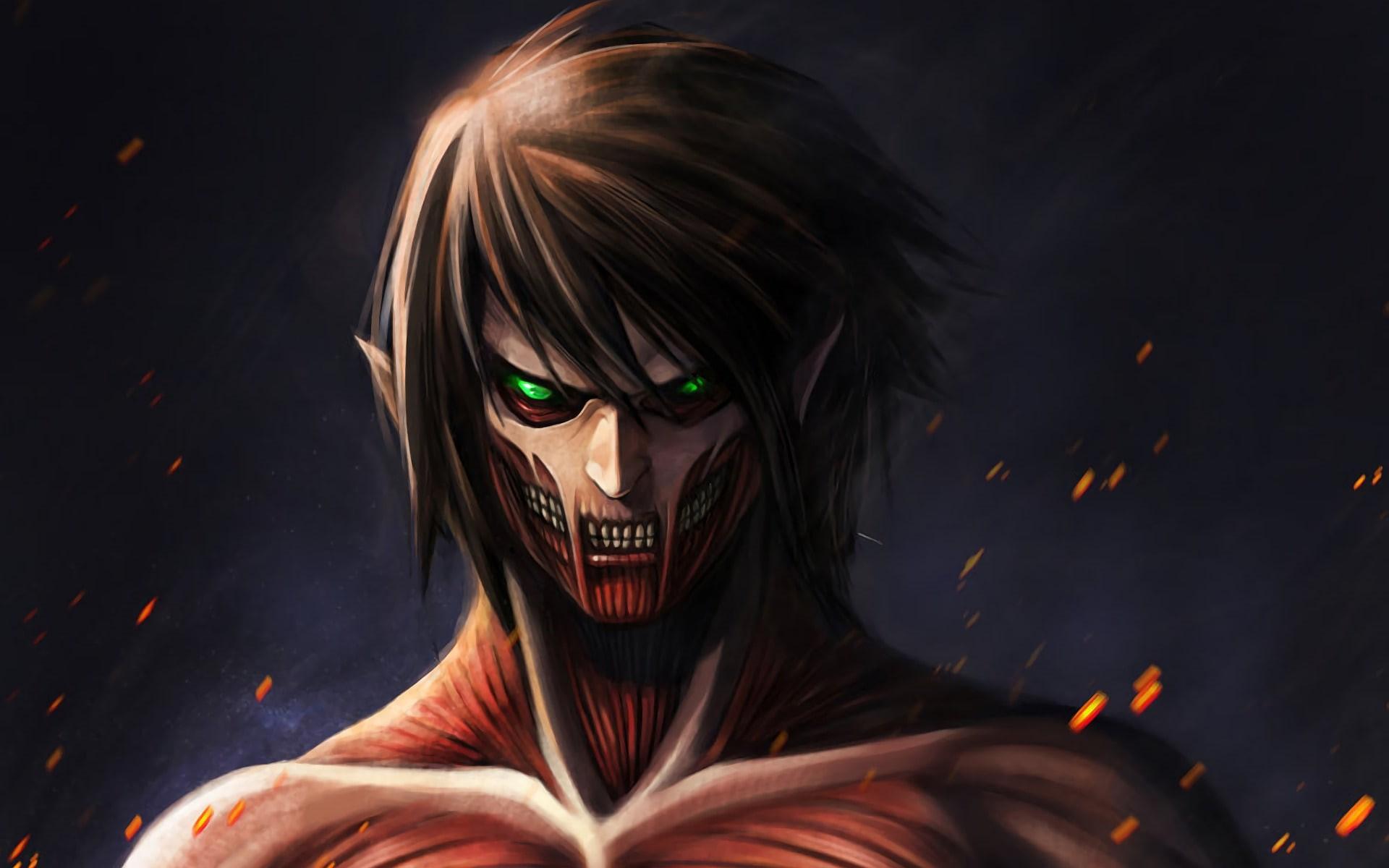 1920x1200 Wallpaper / Anime, Attack On Titan, dark, adult, looking at camera, spooky, black background, arts culture and entertainment, mystery, motion, evil, 1080P, night free download