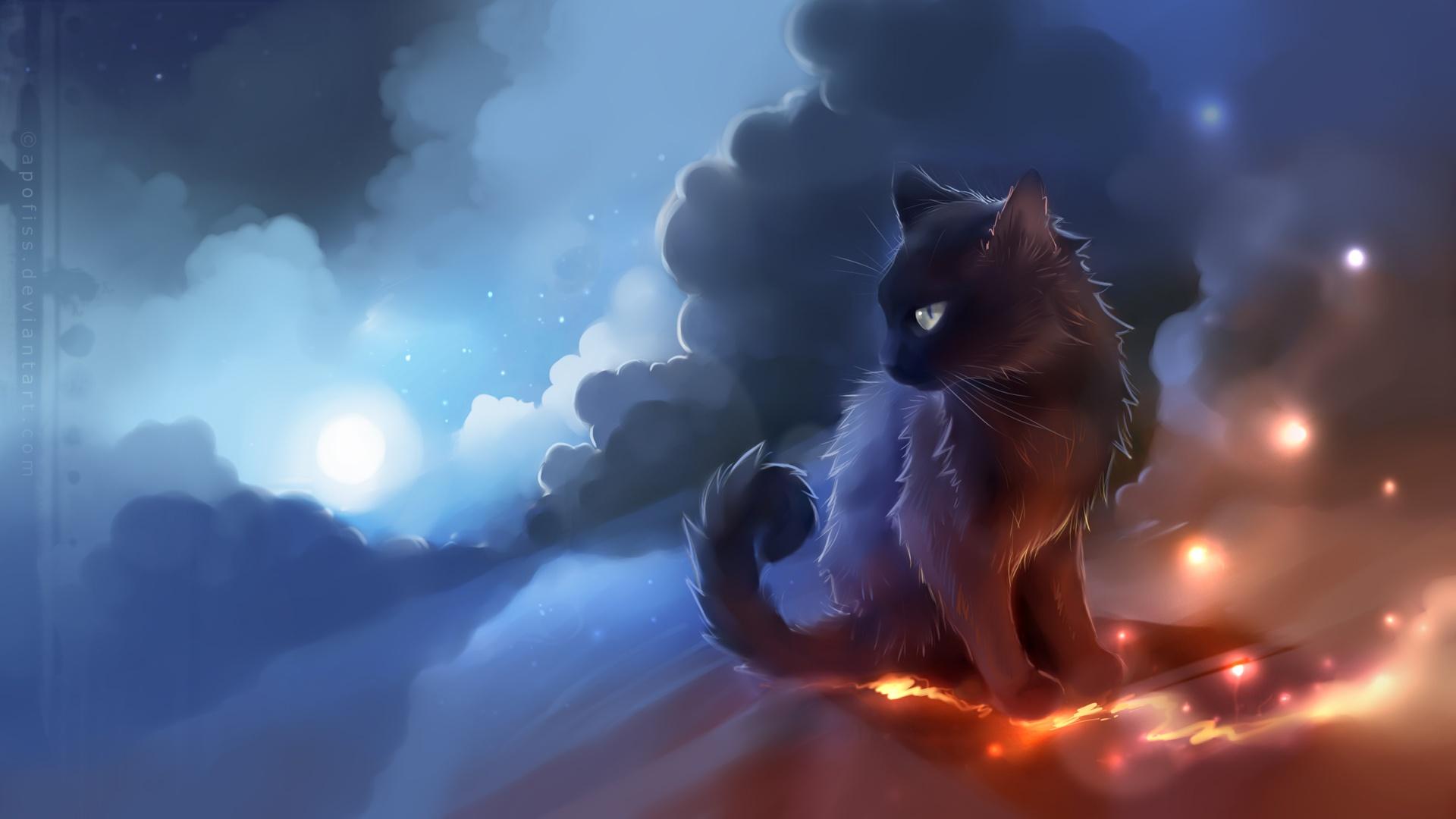 1920x1080 Anime Cat Desktop Wallpaper