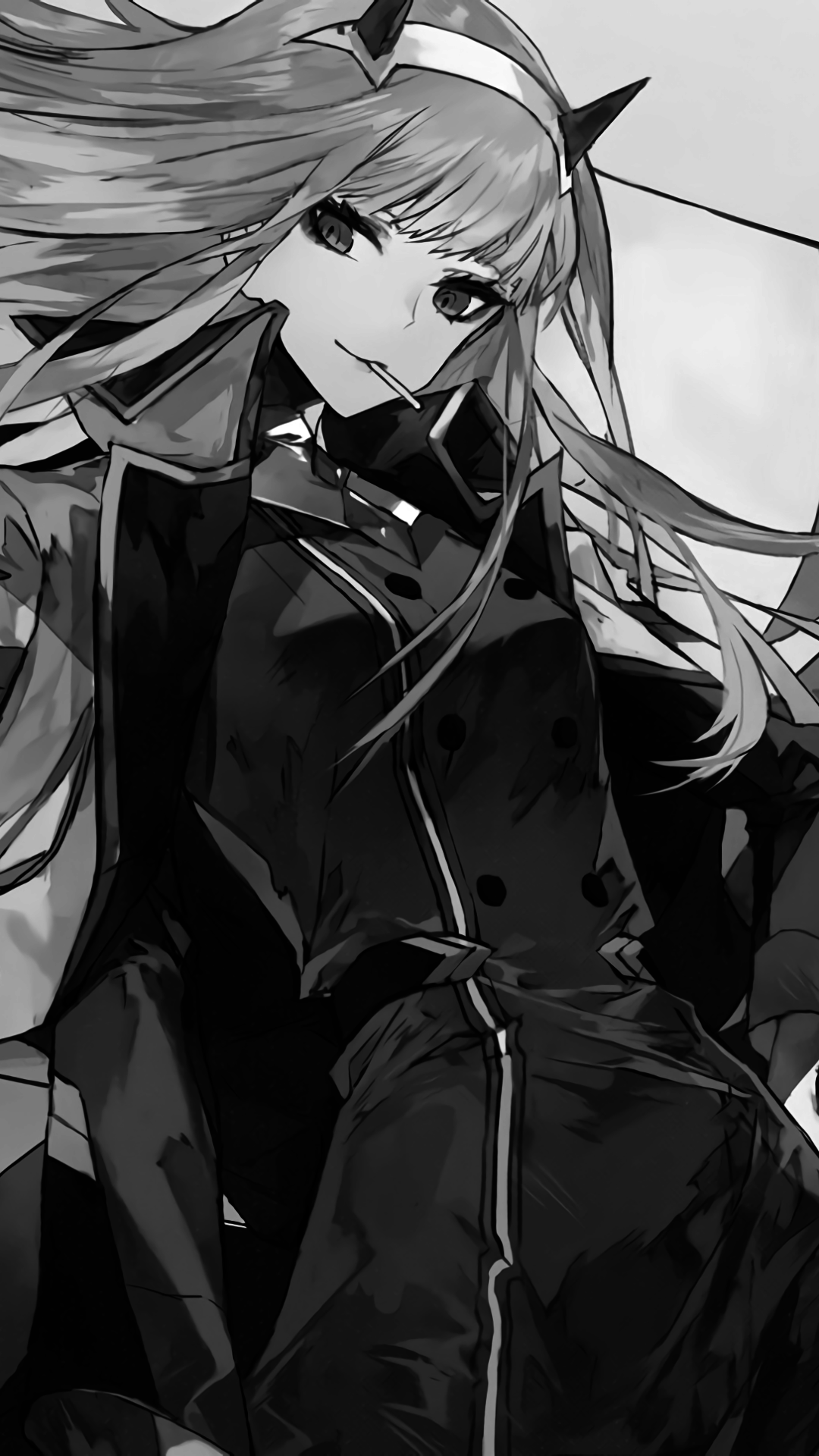 1080x1920 Wallpaper / Anime Darling in the FranXX Phone Wallpaper, Long Hair, Horns, Coat, Lollipop, Zero Two (Darling In The FranXX), 1080x1920 free download