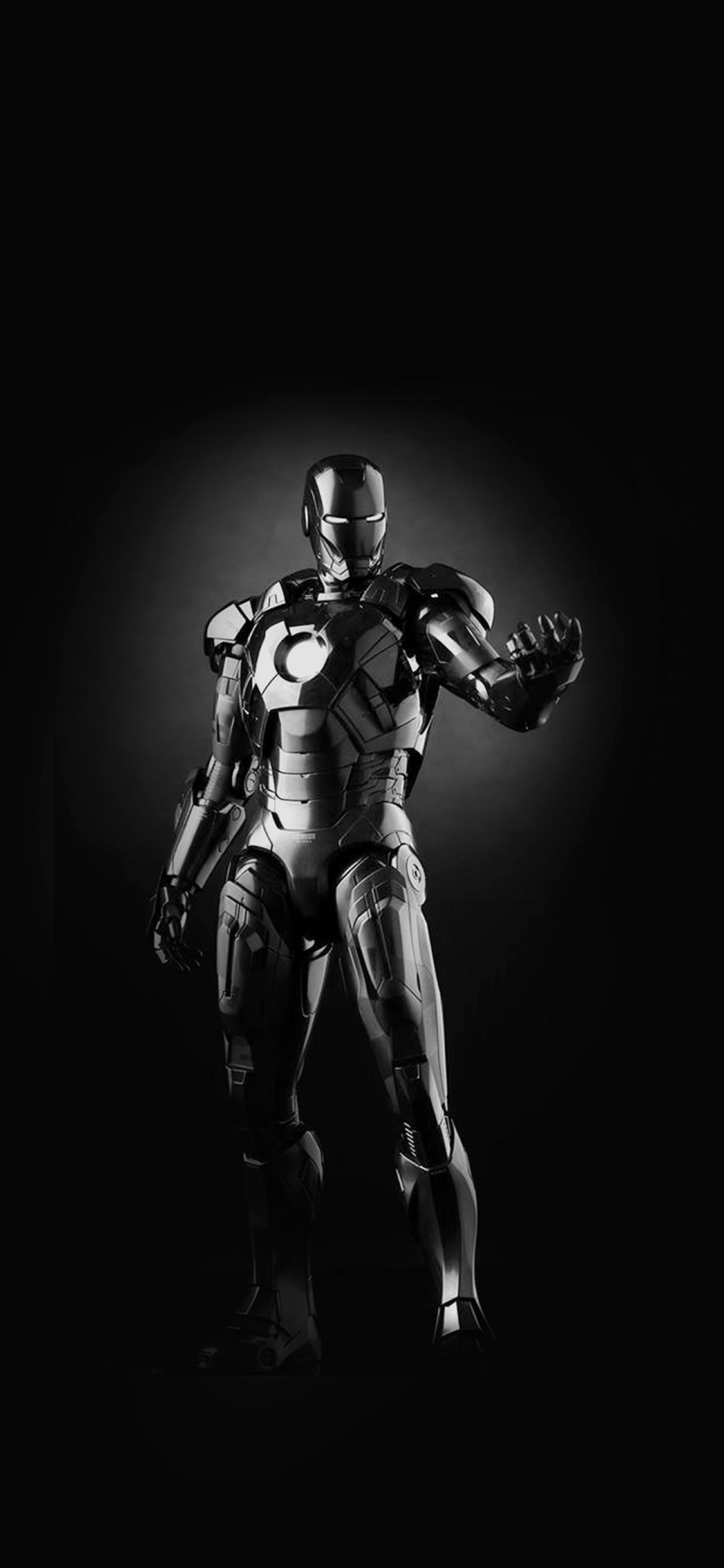 1125x2436 iPhone X wallpaper. ironman dark figure hero art avengers bw