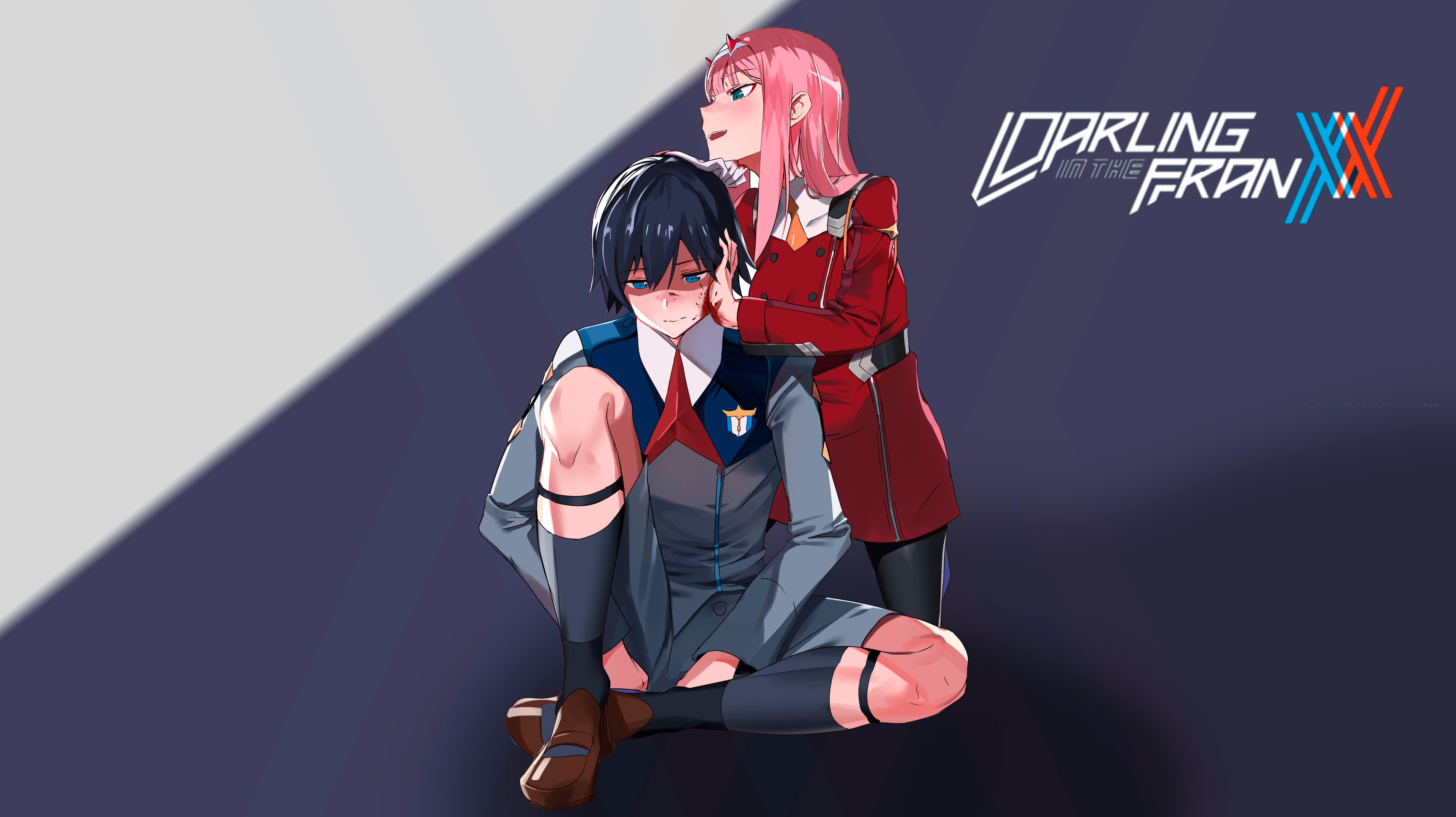 9176x5147 HD desktop wallpaper: Anime, Pink Hair, Black Hair, Darling In The Franxx, Zero Two (Darling In The Franxx), Hiro (Darling In The Franxx) download free picture