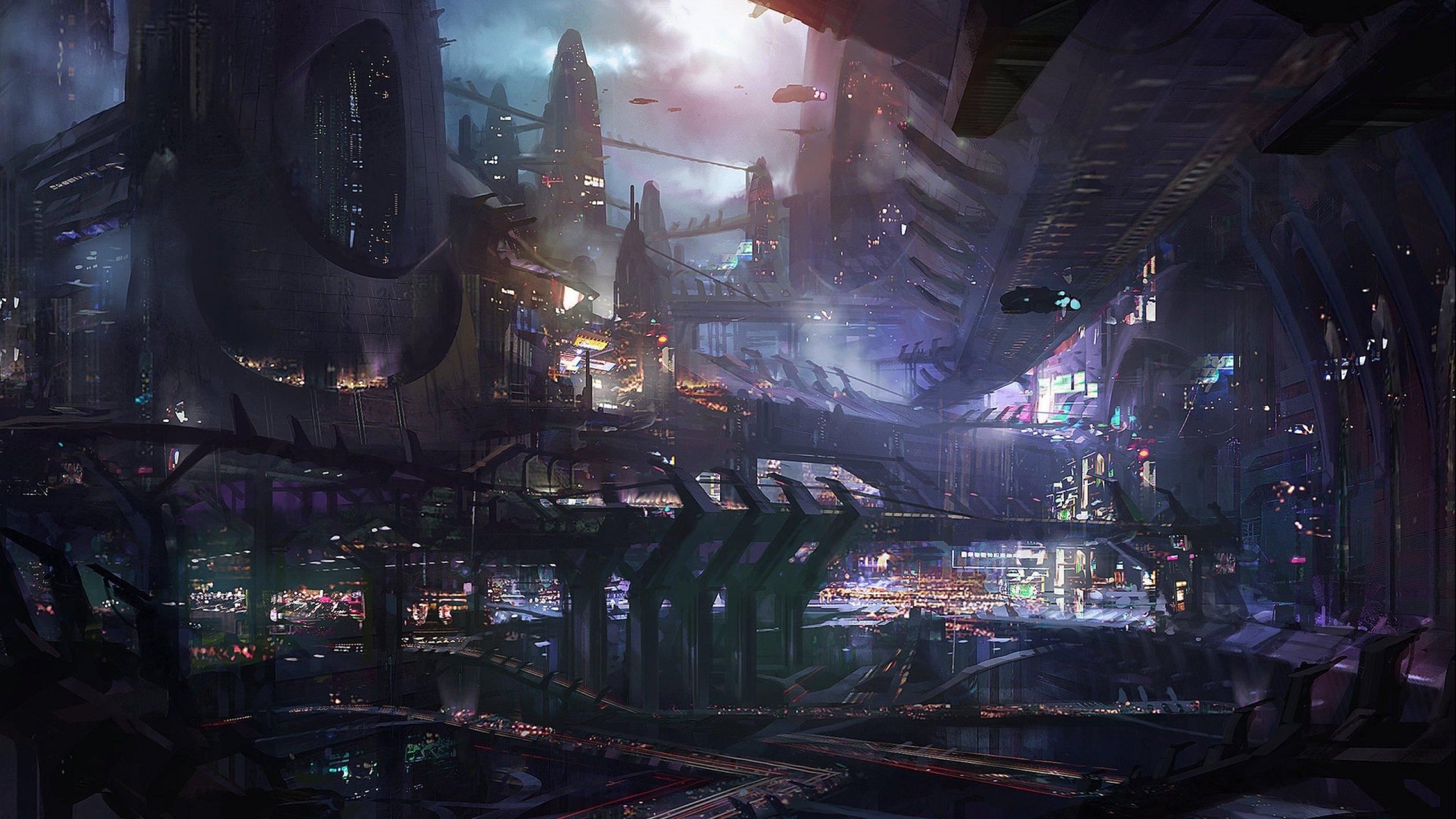2560x1440 sci fi, Futuristic, City, Cities, Art, Artwork Wallpaper HD / Desktop and Mobile Background