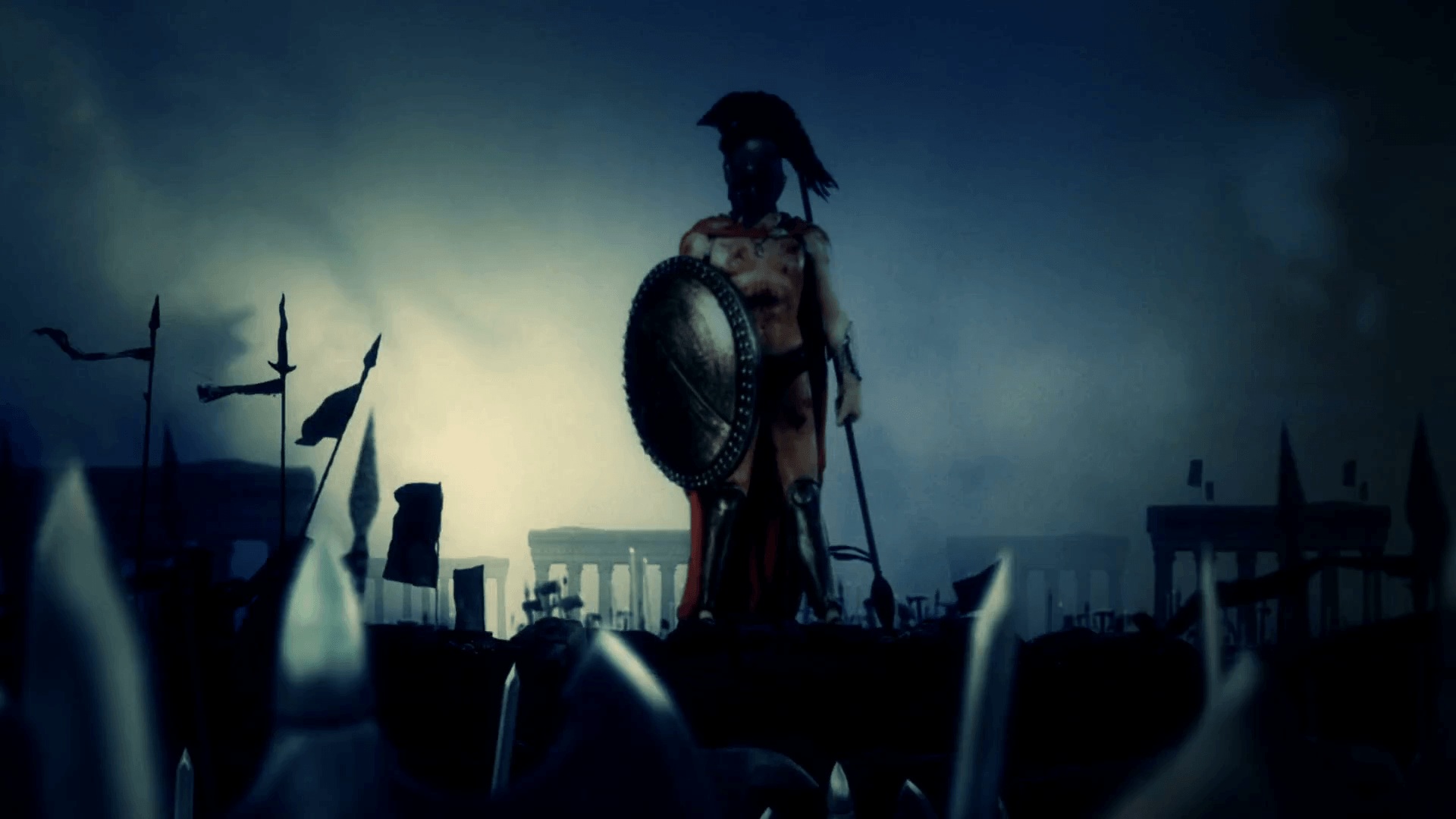 1920x1080 Spartan Soldier After a Heroic Battle with His Massive Army Under a