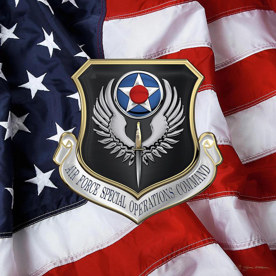 900x900 Air Force Special Operations Command F S O C Shield over American Flag Digital Art