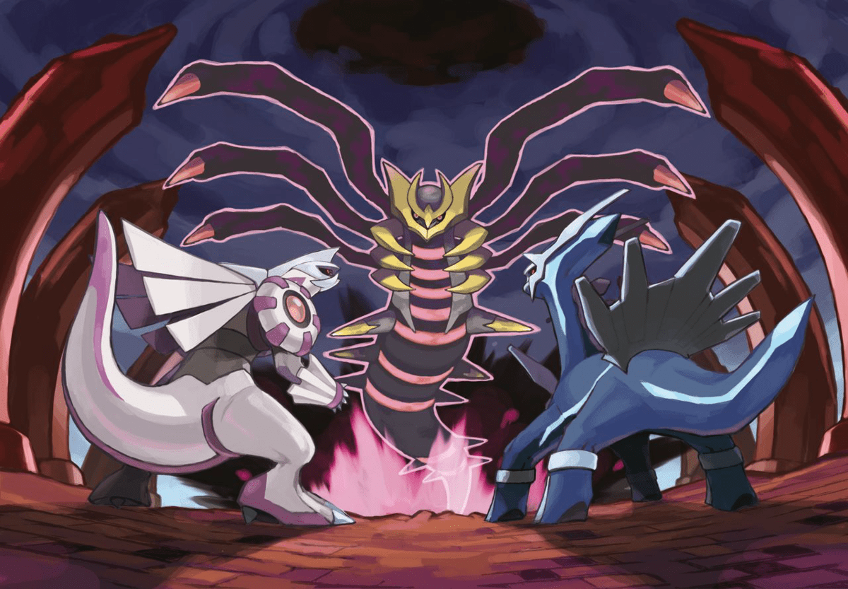 giratina, arceus, dialga, palkia, and giratina (pokemon) drawn by  kemonomichi_(blue_black)