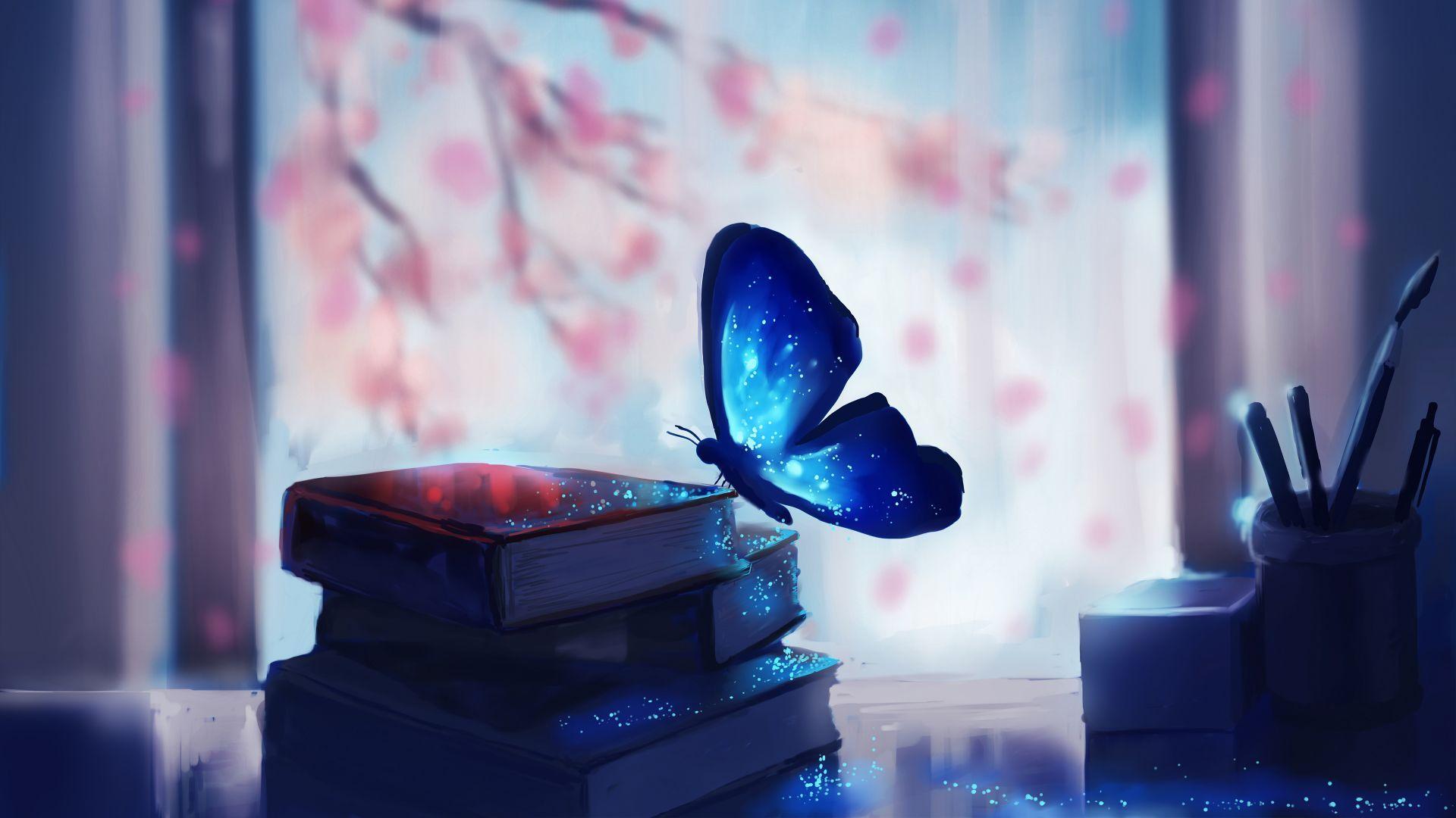 1920x1080 Free download Blue Butterfly Wallpaper Aesthetic