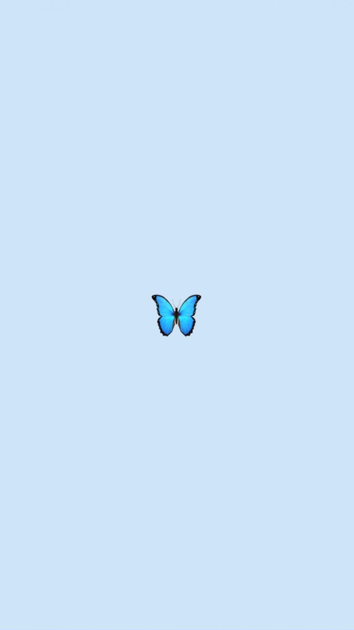 1136x2017 Cute blue butterfly Wallpaper Download