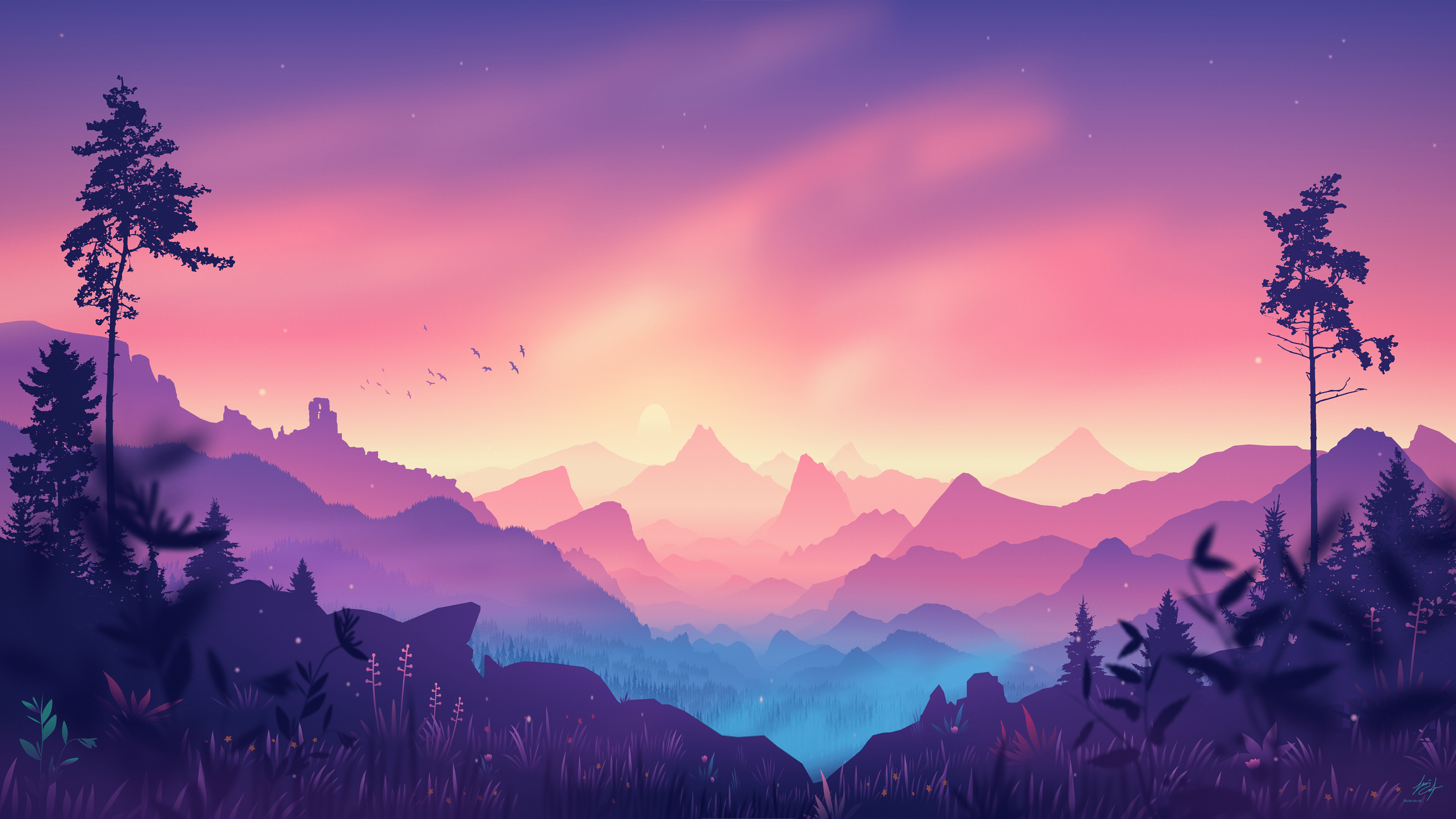 3840x2160 artwork, warm, purplex2160 Wallpaper