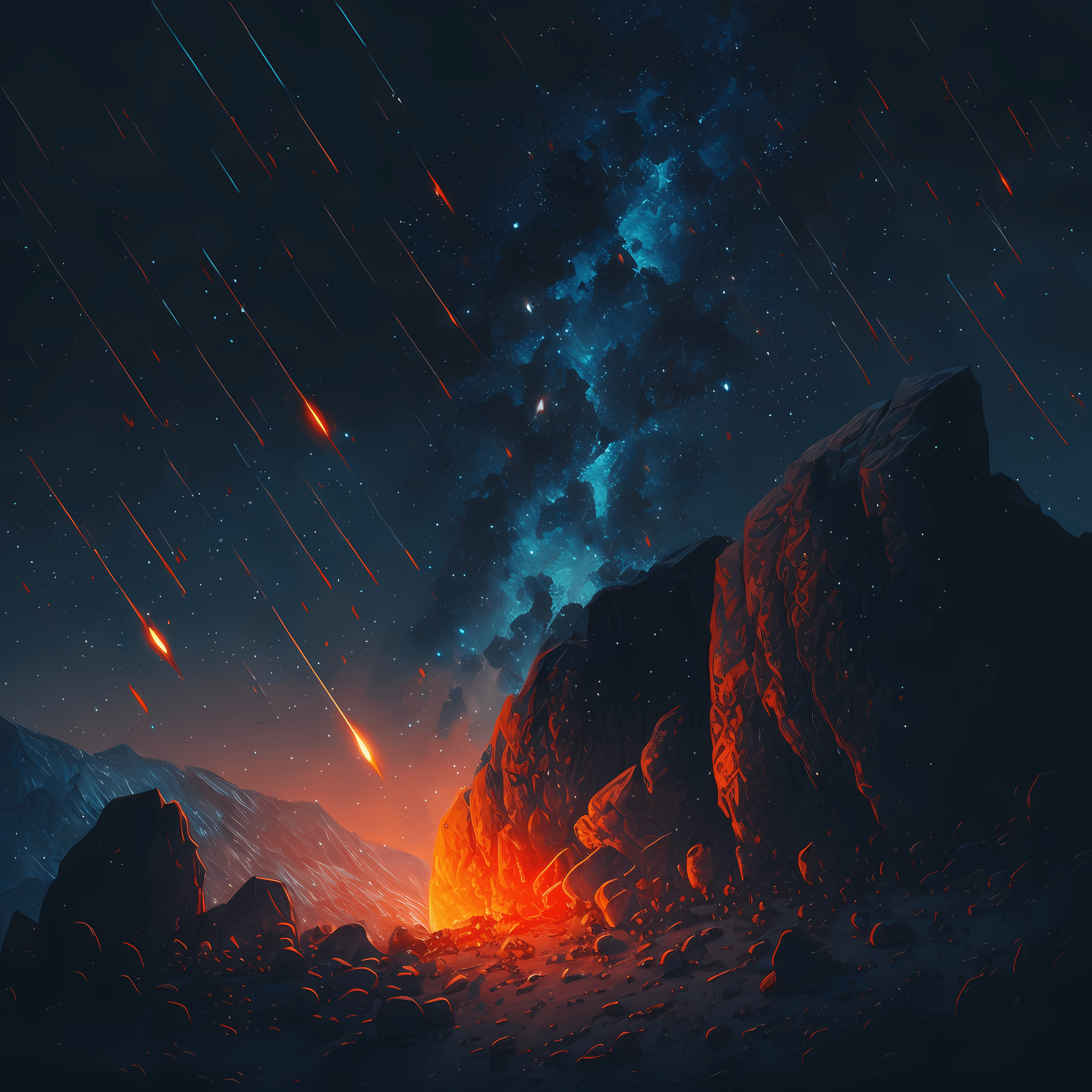 4096x4096 galaxy, purple background, stars, comet, AI artx4096 Wallpaper