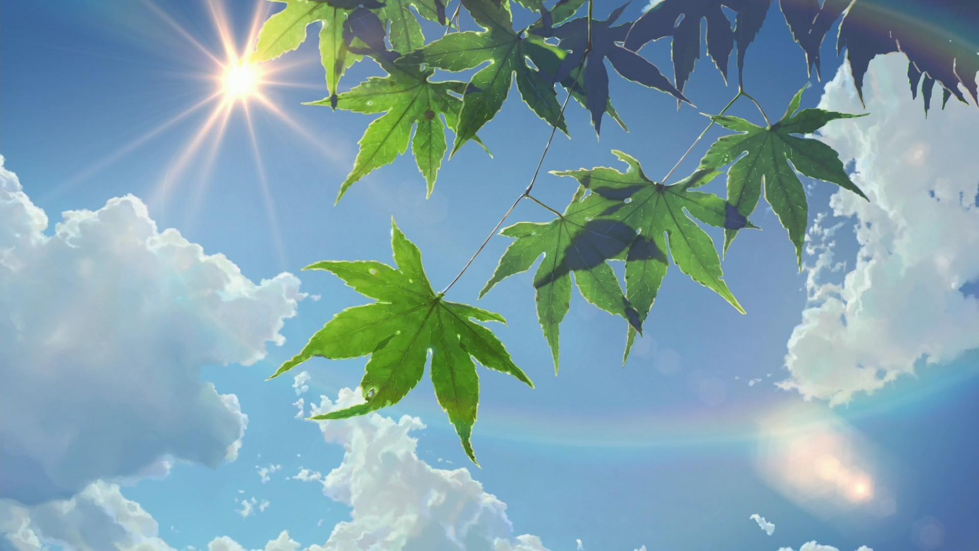 1920x1080 summer, sunlight, sun rays, clouds, anime, nature, Sun, skyx1080 Wallpaper