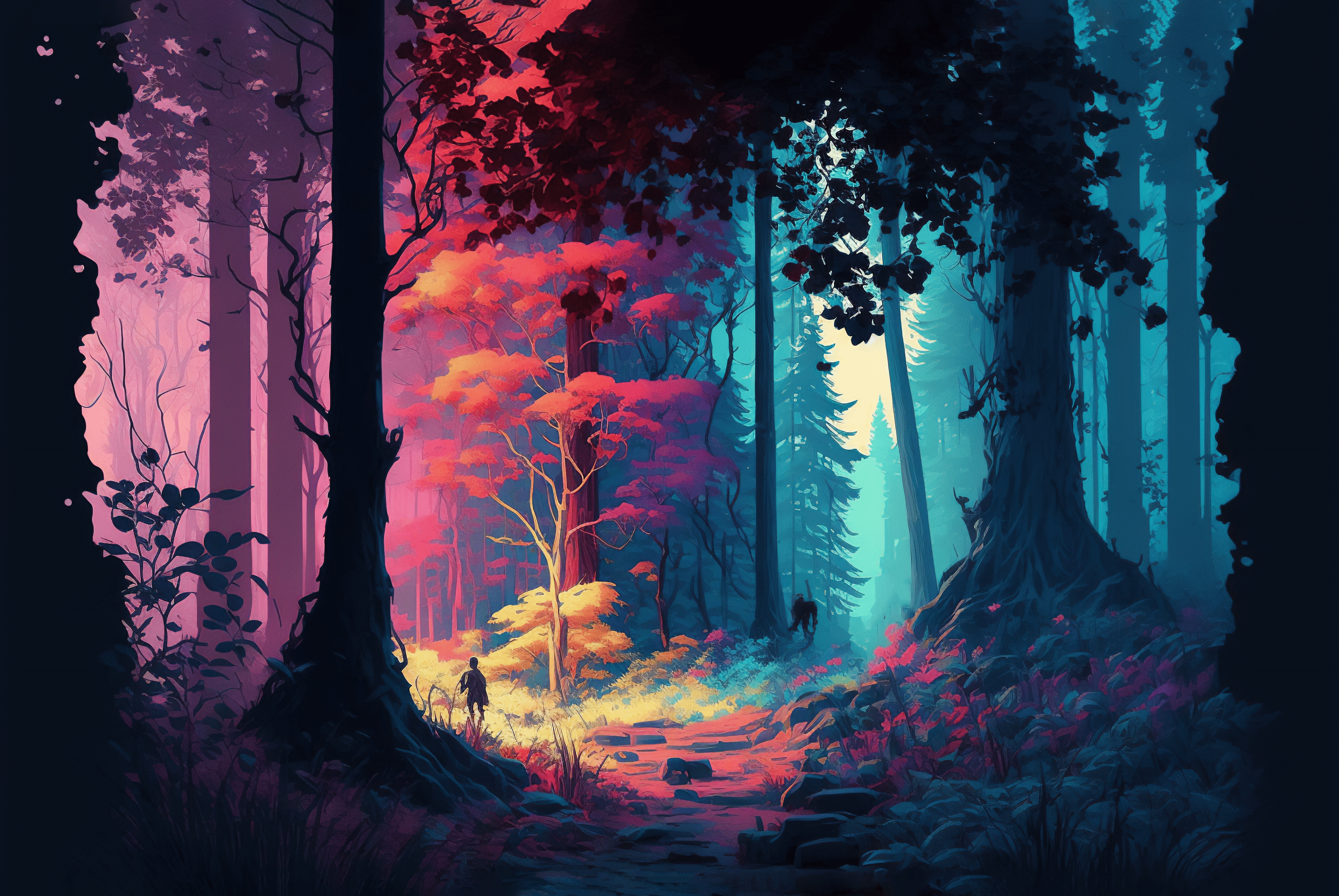 3060x2048 AI art, illustration, forest, path, naturex2048 Wallpaper .cc