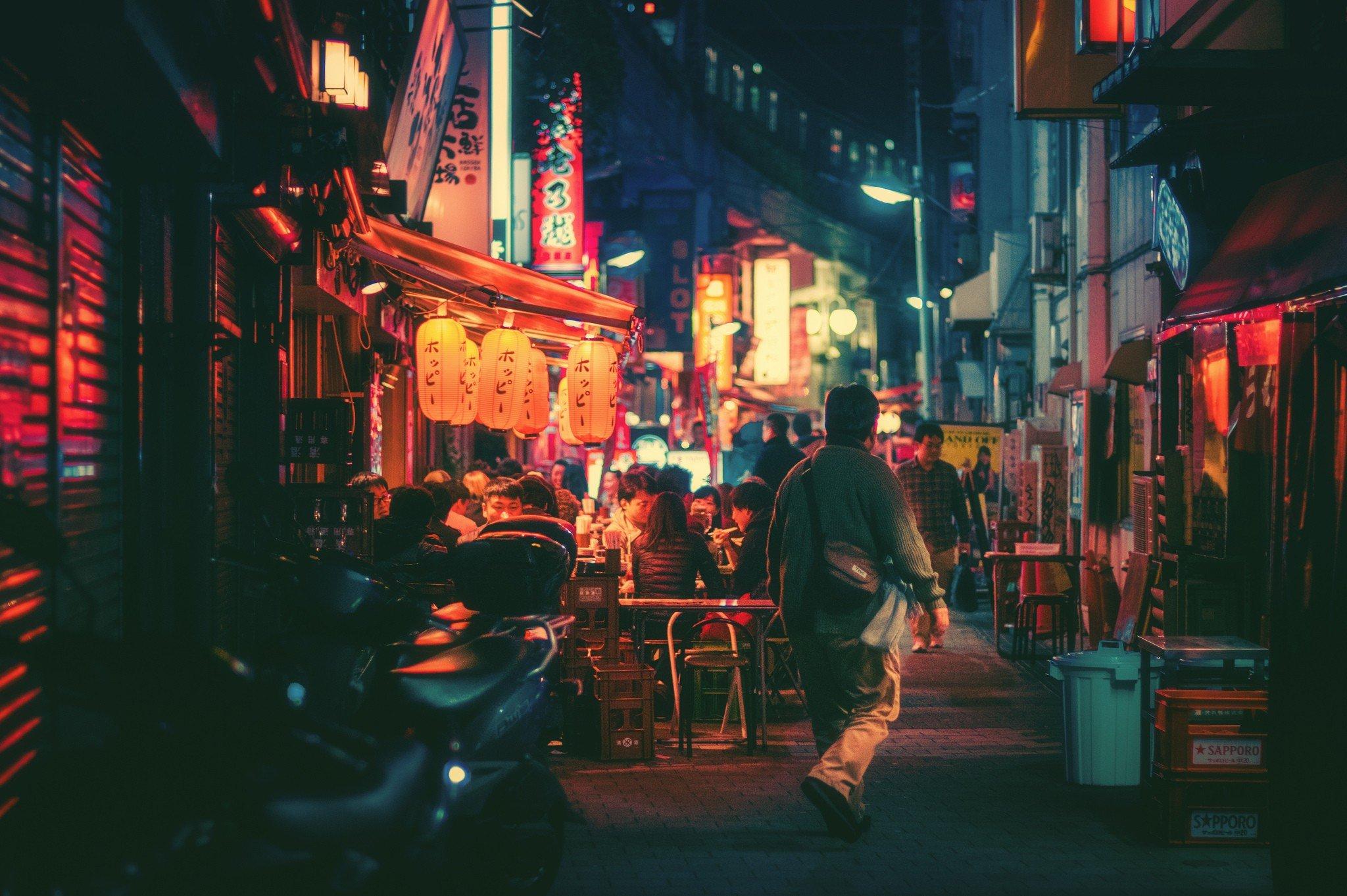 2048x1362 Japan, Night, Town, City Wallpaper HD / Desktop and Mobile Background
