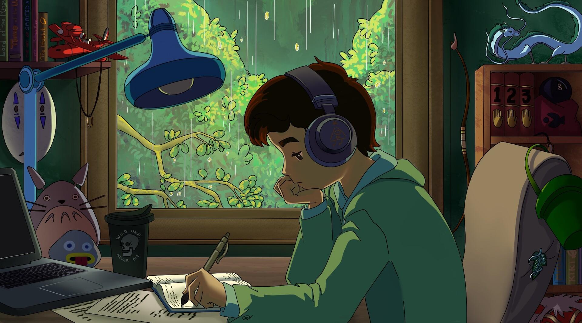 1920x1067 Studying Boy Wallpaper