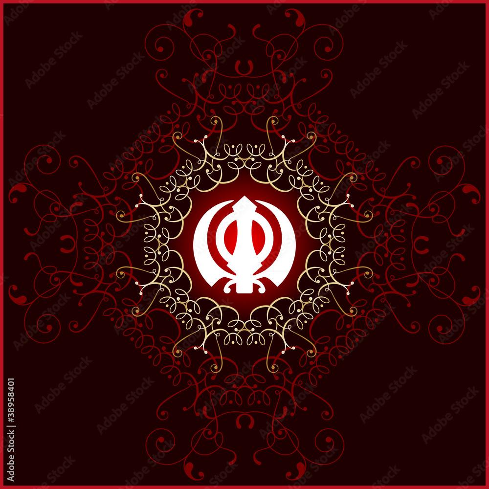 1000x1000 Ek Onkar, Khanda the holy motif Stock Vector