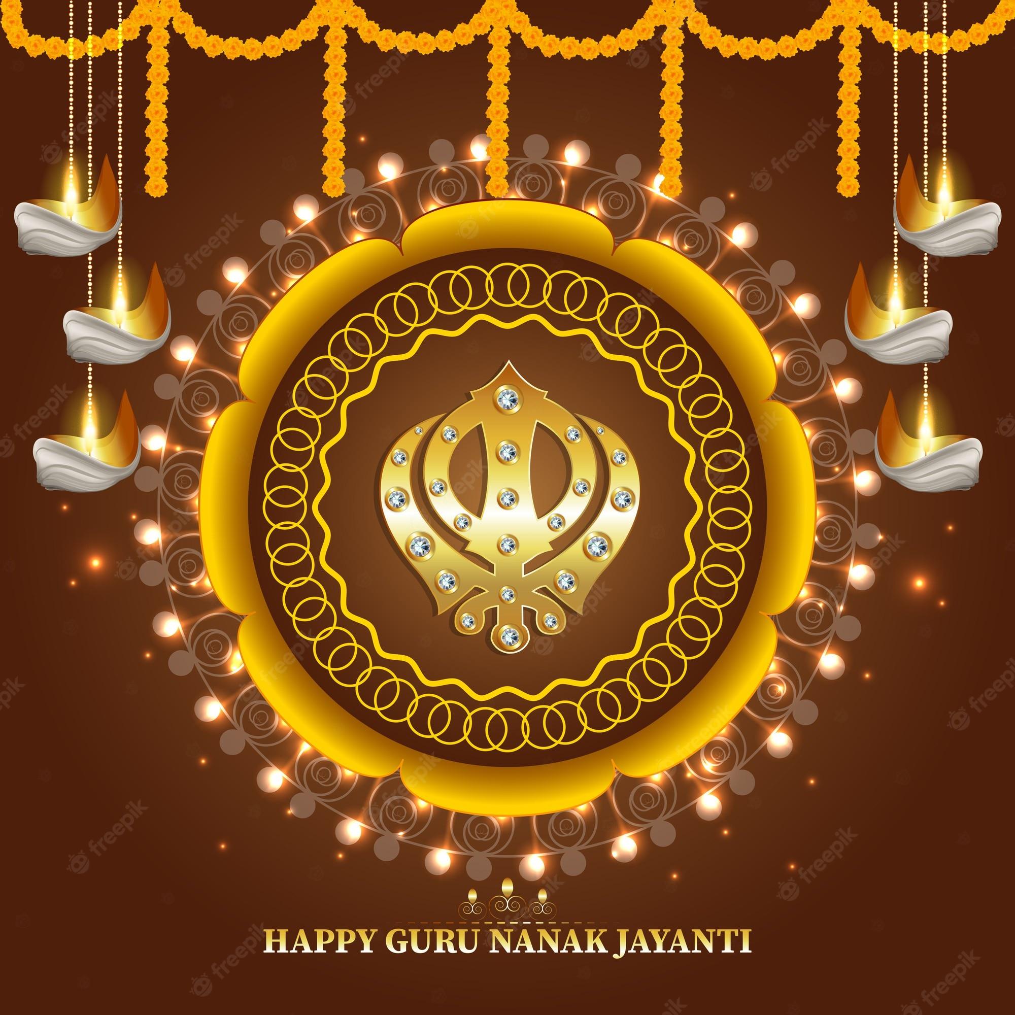 2000x2000 Premium Vector. Creative background with sikh symbol ek onkar happy guru nanak jayanti