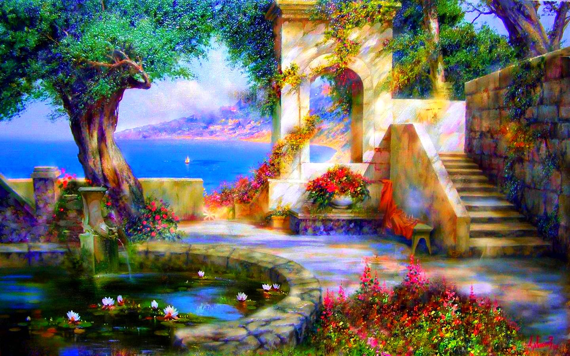 1920x1200 Paradise Garden Wallpaper
