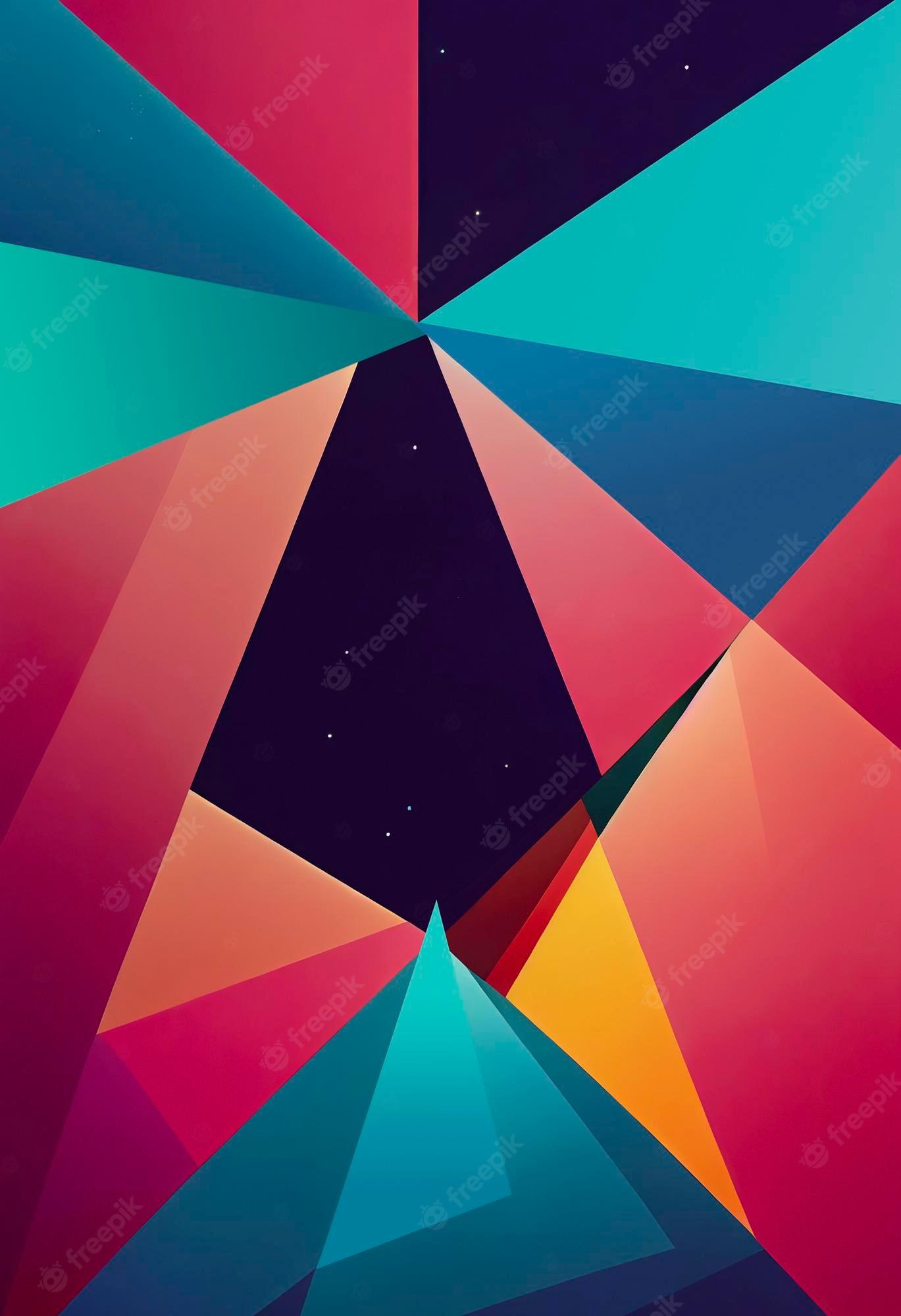 1369x2000 Premium Photo. Abstract space inspired geometric illustration bright colors wallpaper background for your art banner cover or card design 3D illustration