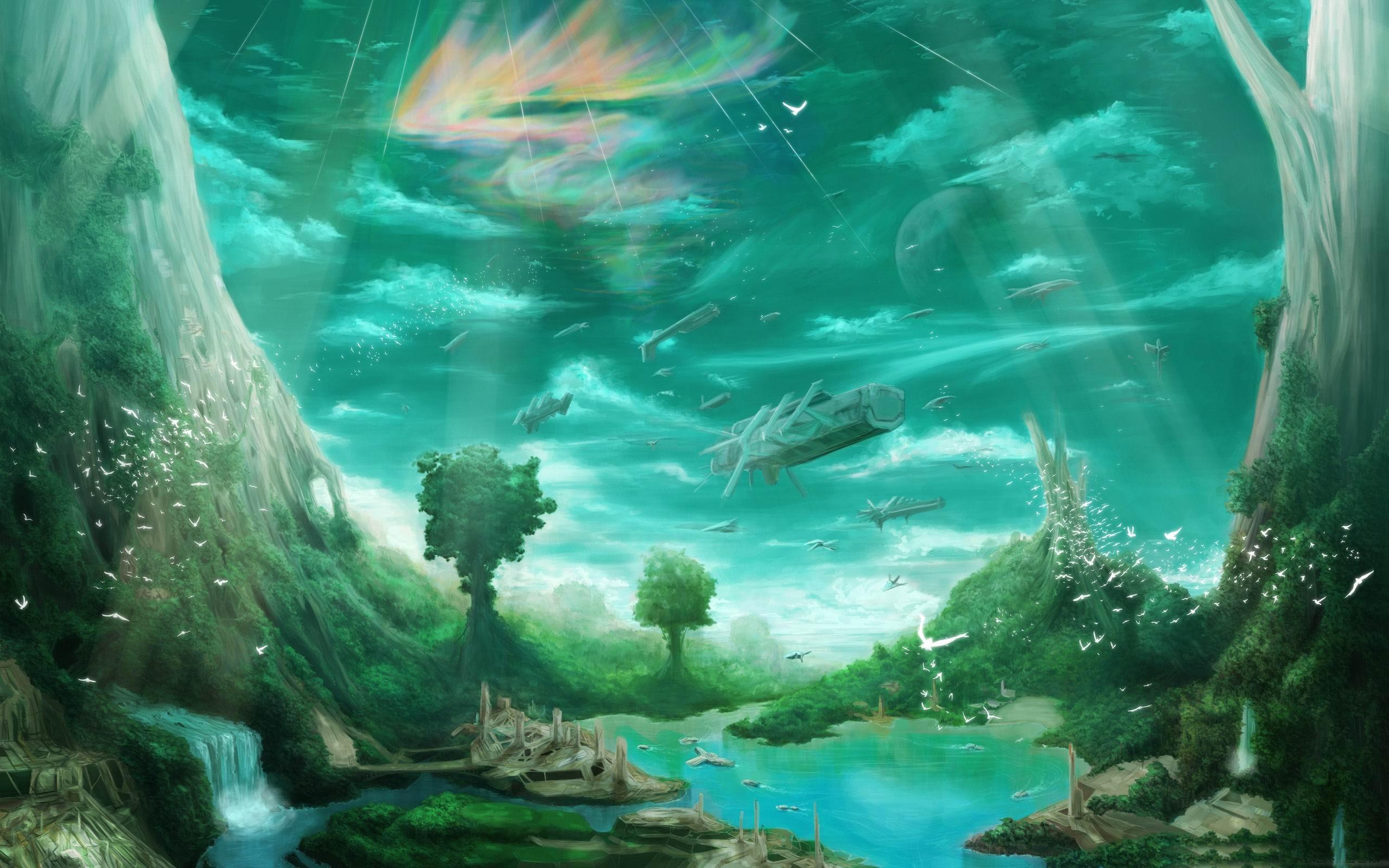 2560x1600 Science Fiction Paradise World Of Fantasy Art Design HD Wallpaper