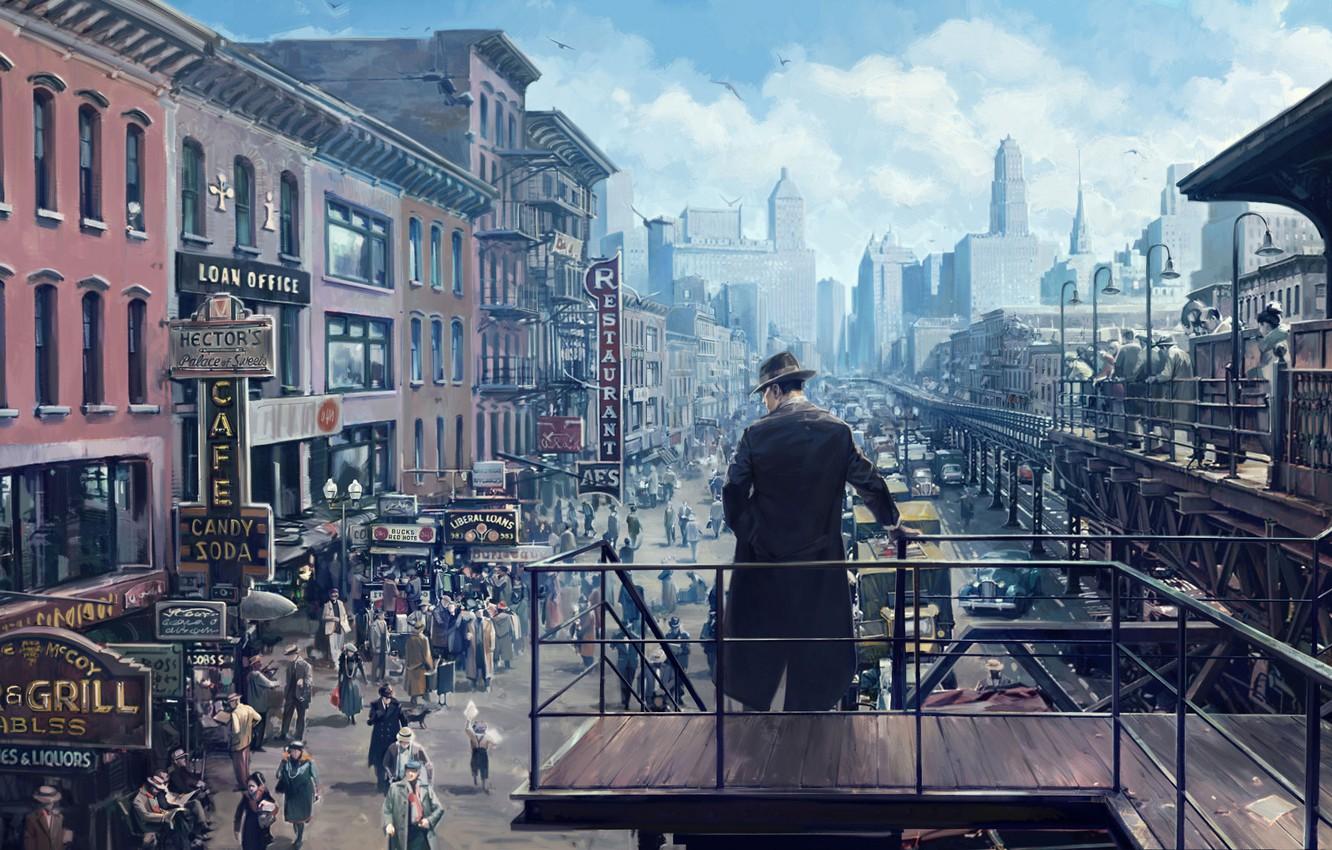 1332x850 Wallpaper Clouds, The city, People, The building, Art, Mafia, Definitive Edition, Signs, Hangar Mafia: Definitive Edition image for desktop, section игры