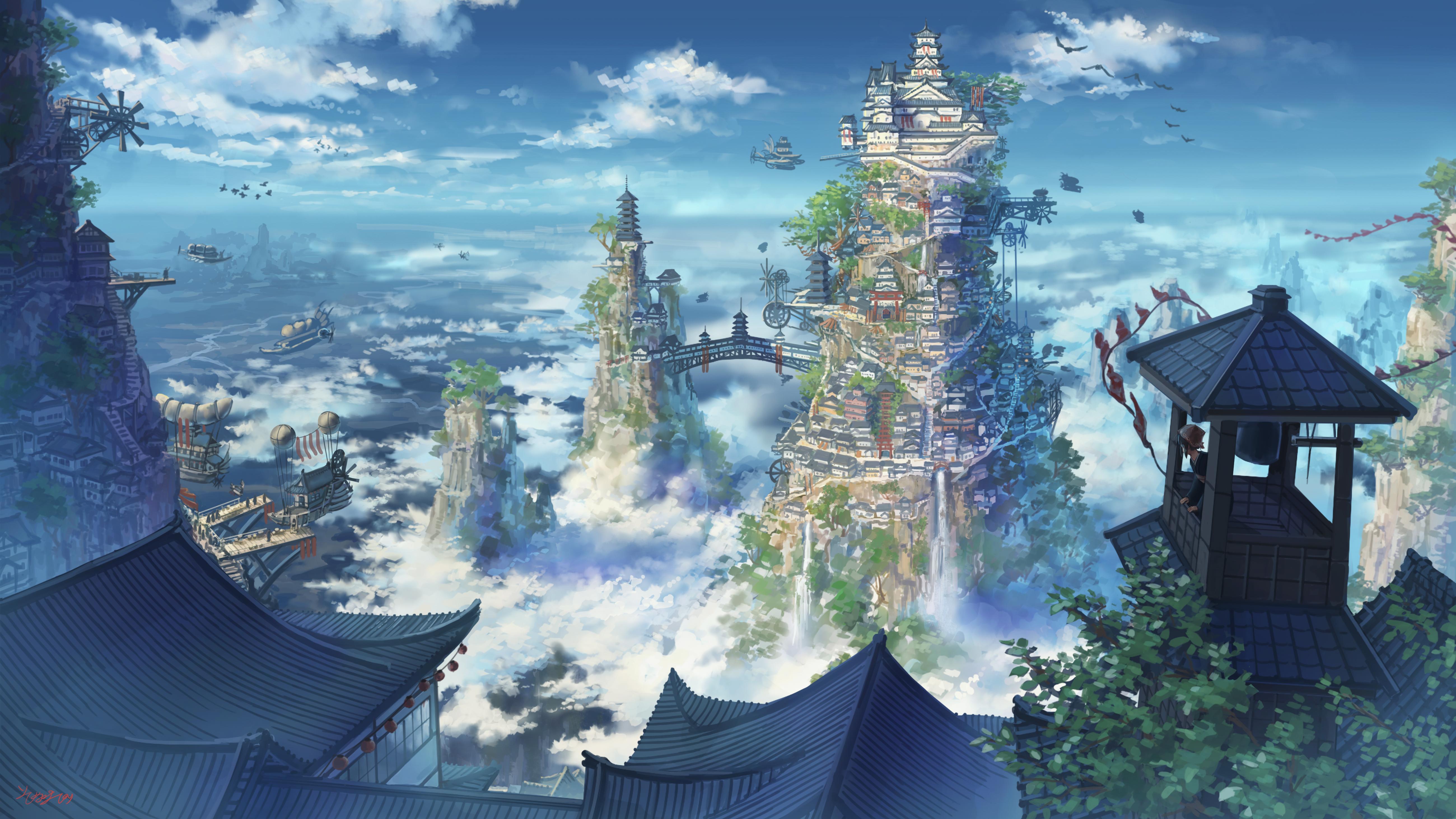 5200x2925 Anime City HD Wallpaper and Background