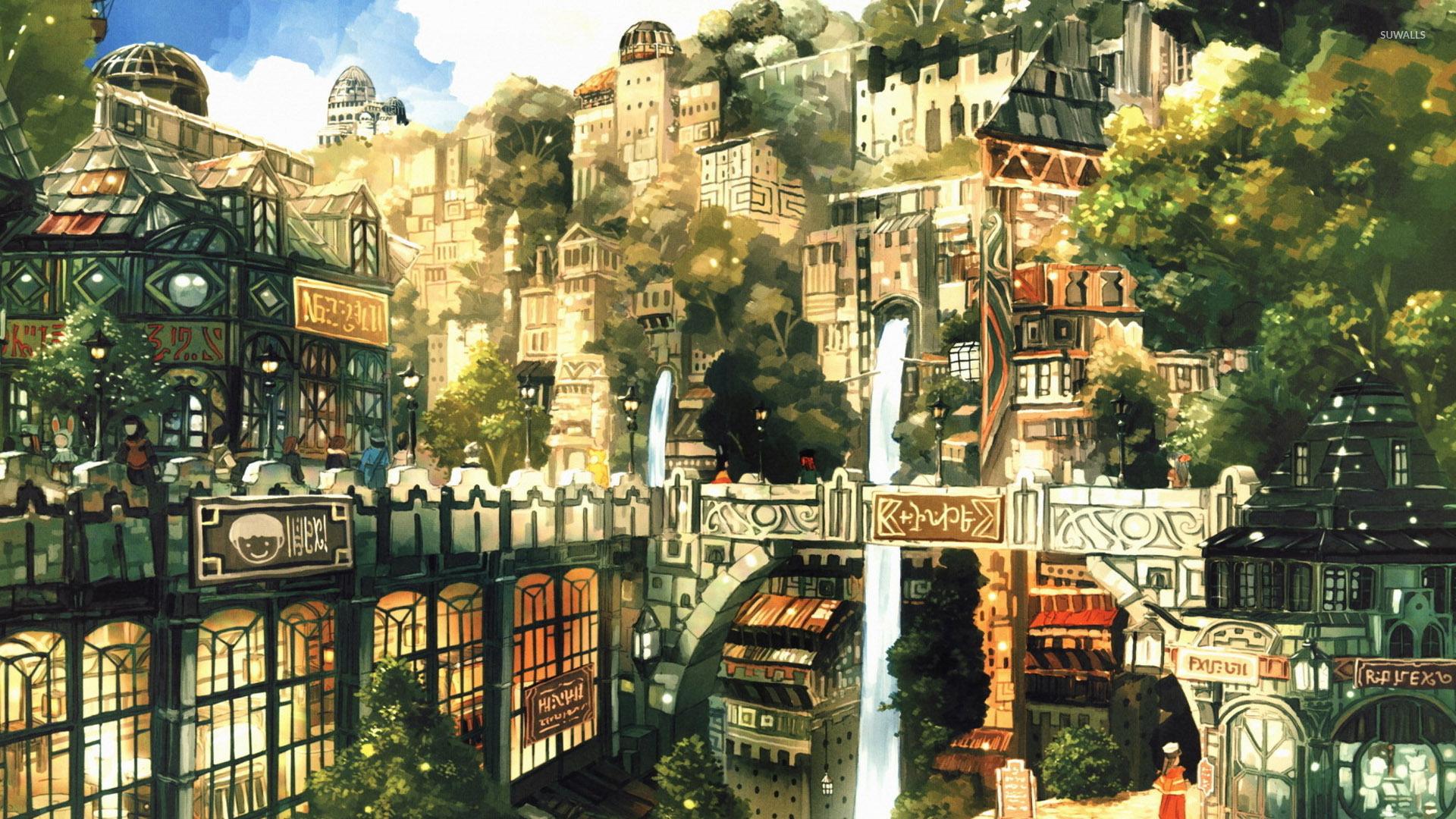 1920x1080 Anime City Wallpaper